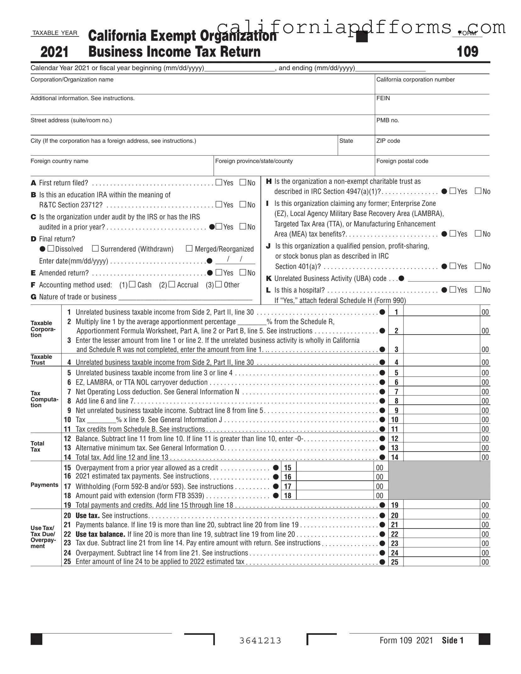 Download California 109 Form