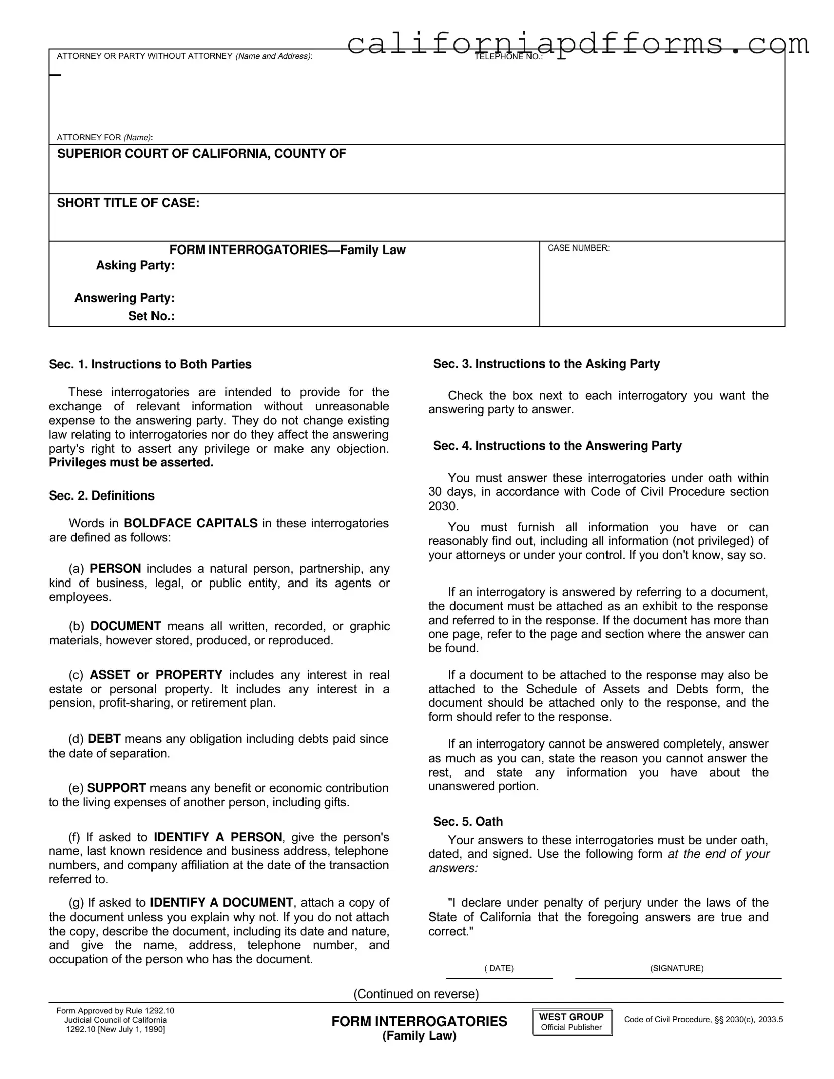 Download California 1292 10 Form