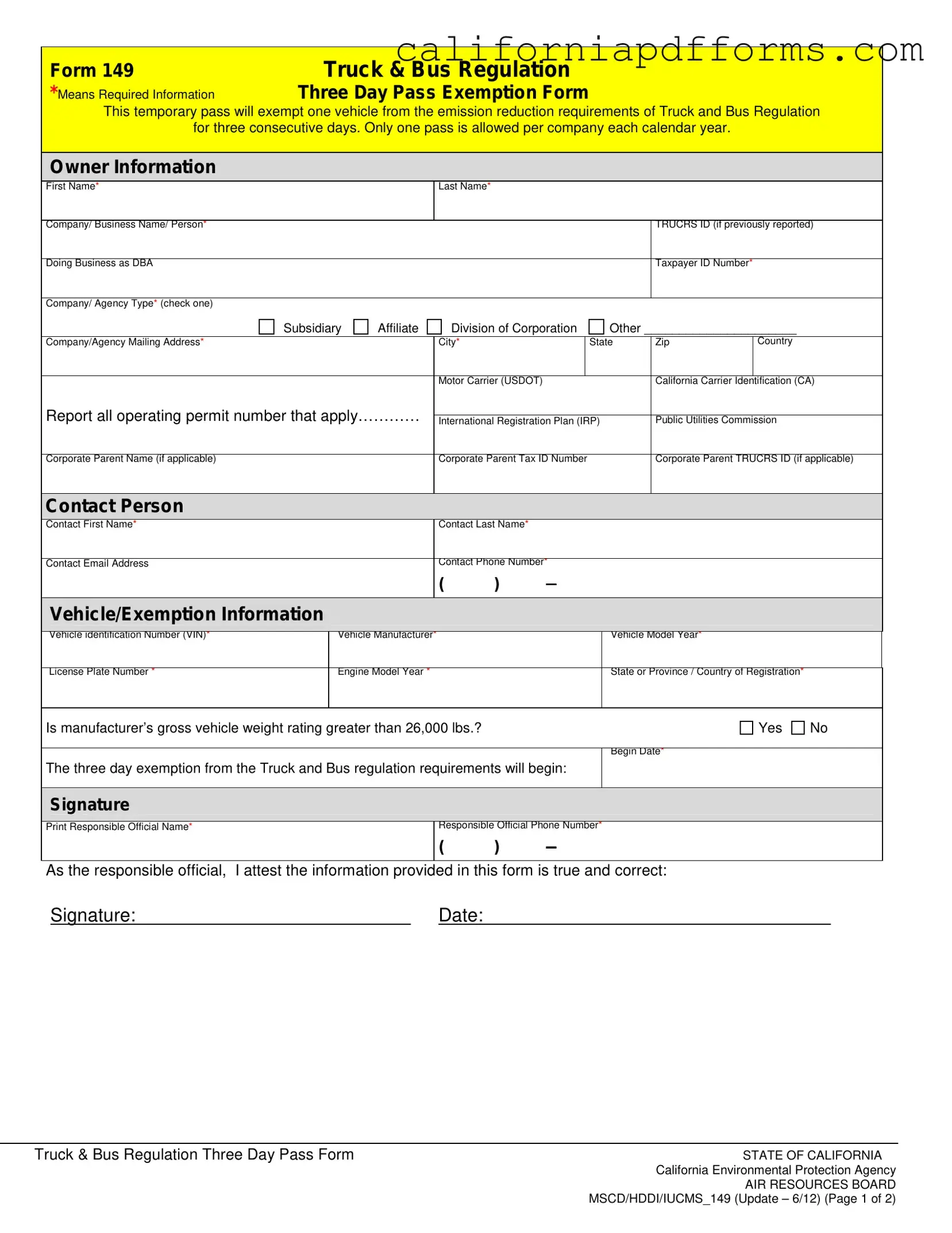 Download California 149 Form