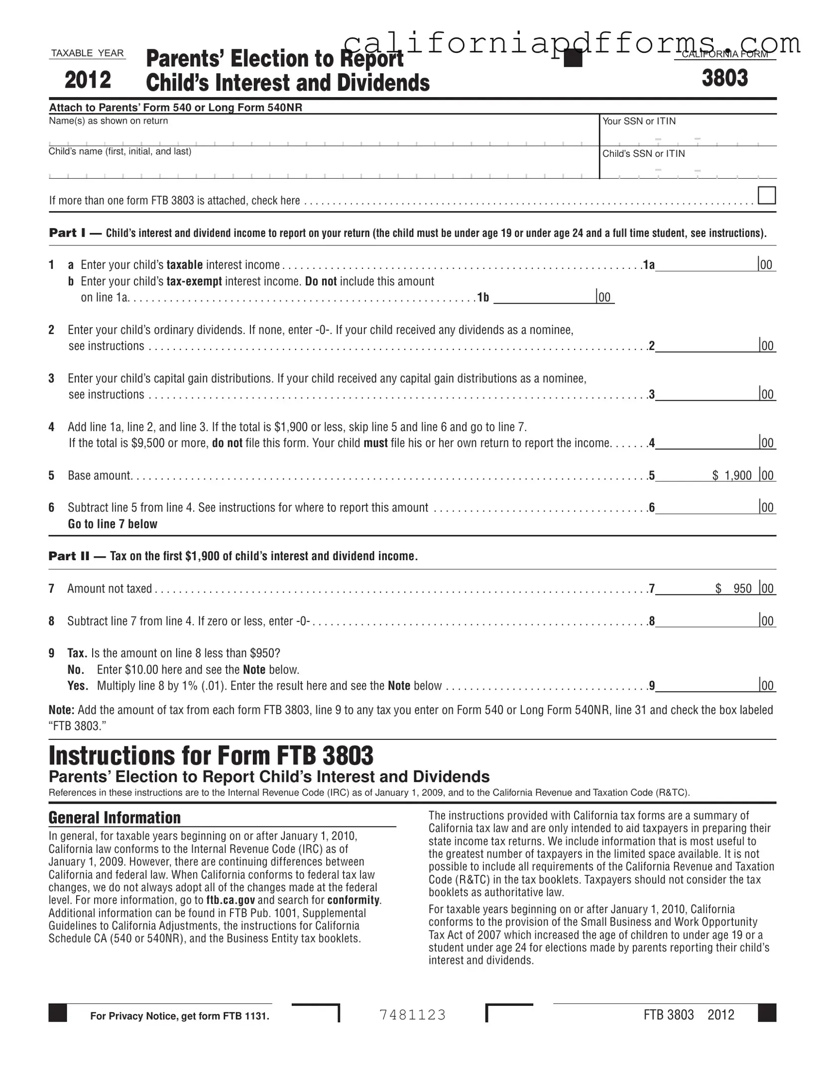 Download California 3803 Form