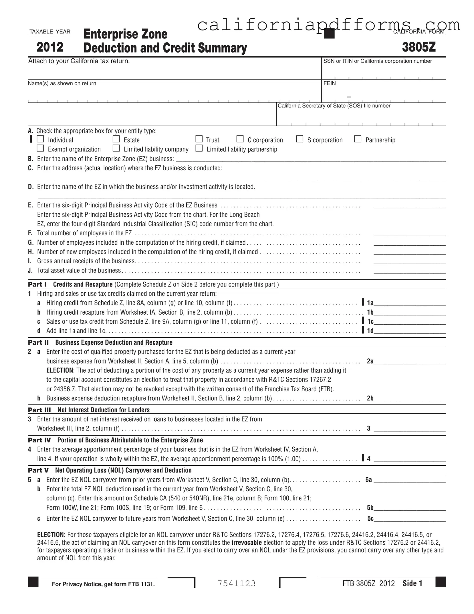 Download California 3805Z Form