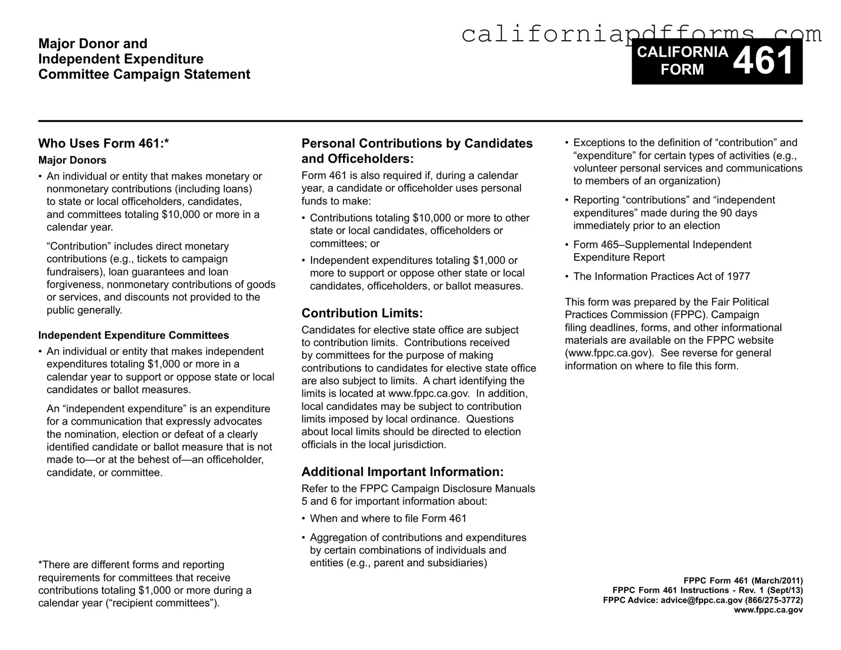 Download California 461 Form