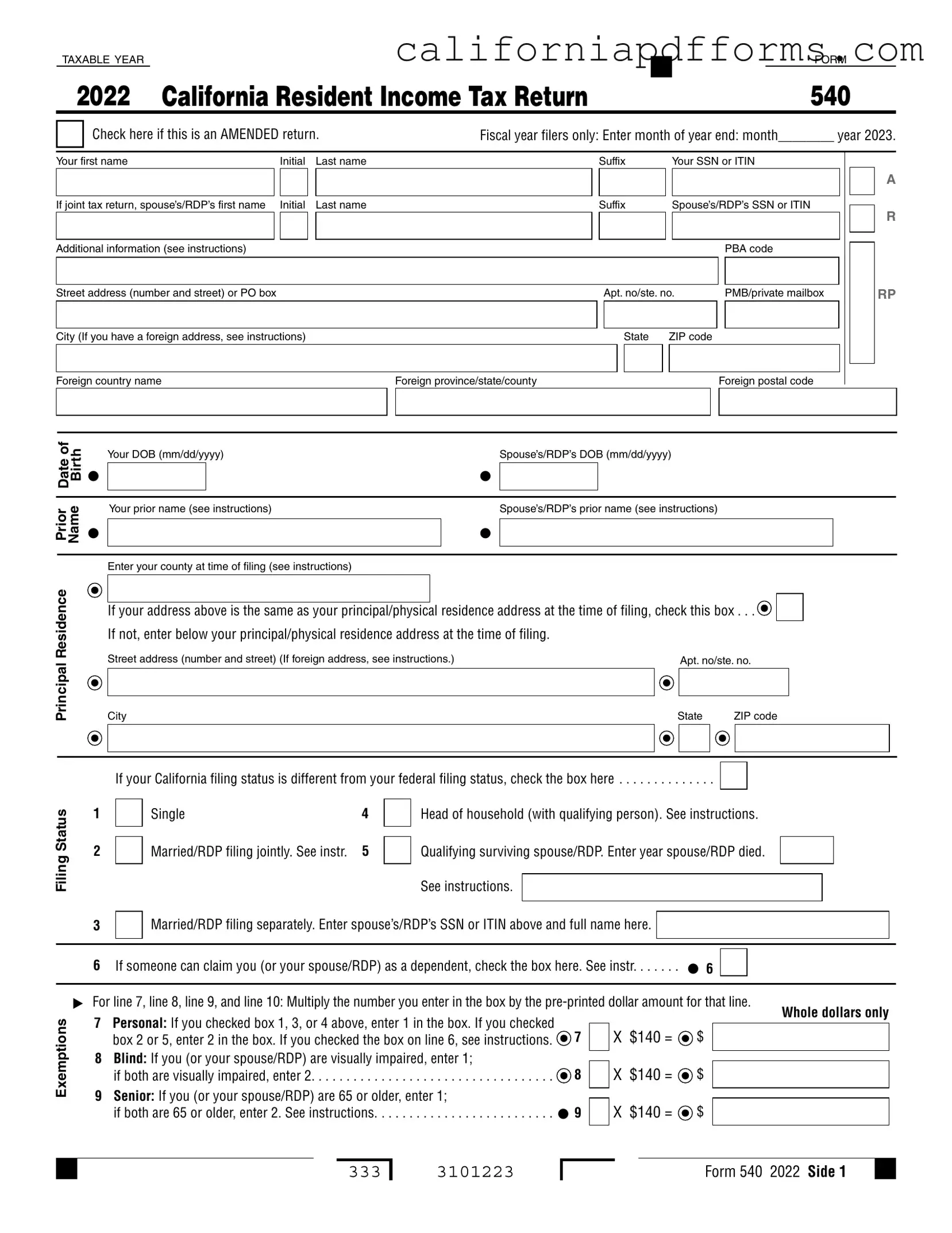 Download California 540 V Form