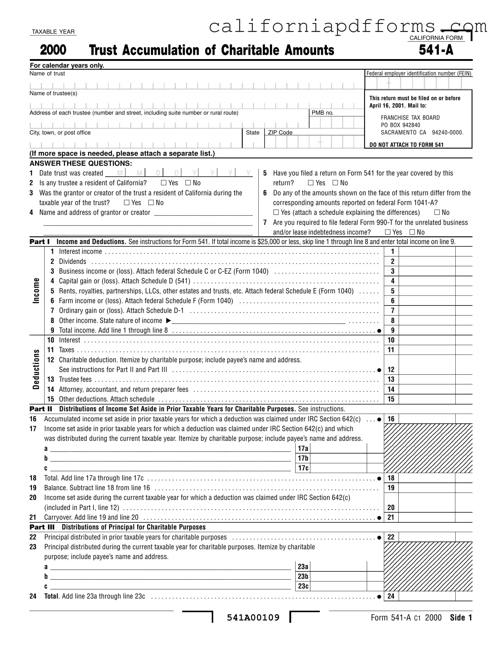 Download California 541 A Form
