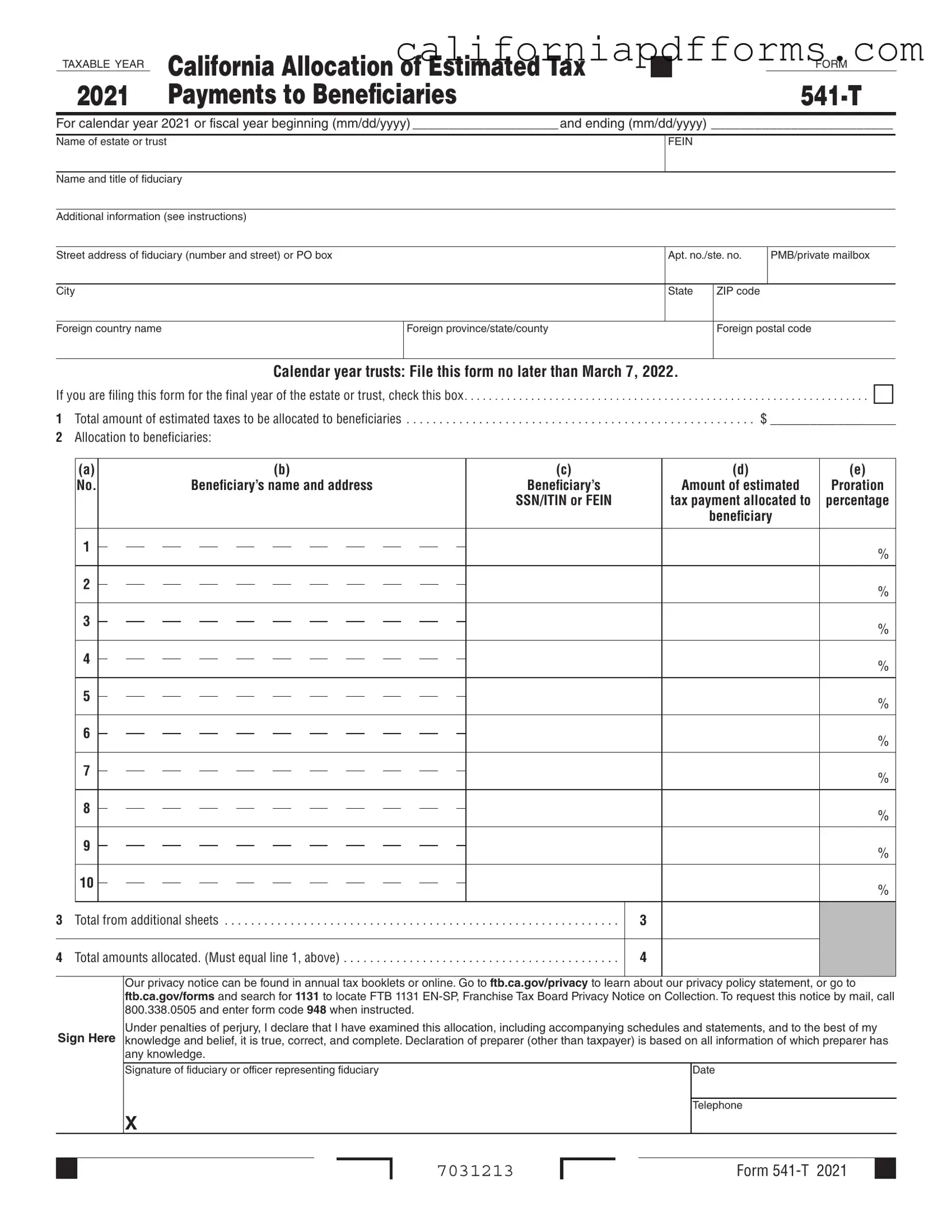 Download California 541 T Form