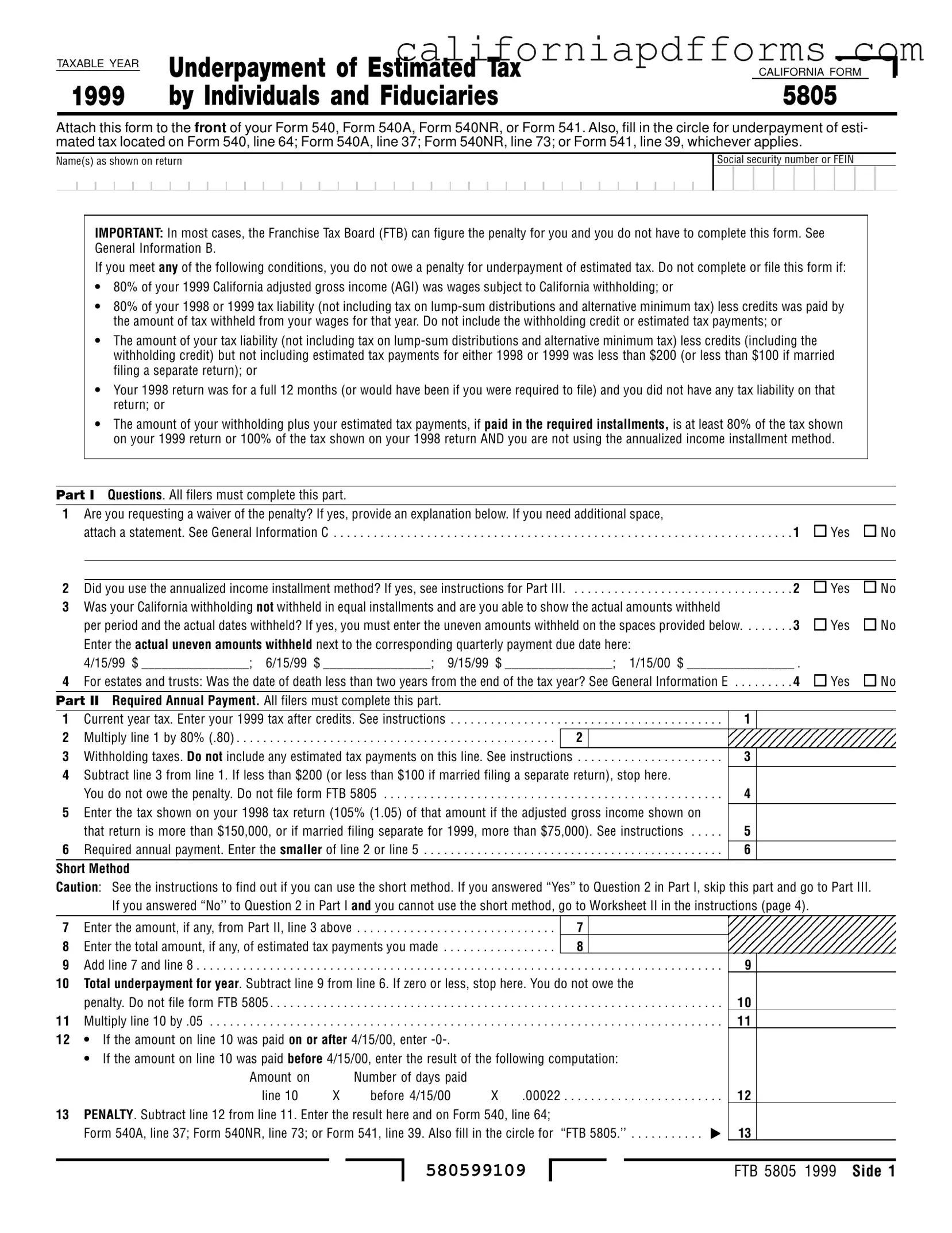 Download California 5805 Form