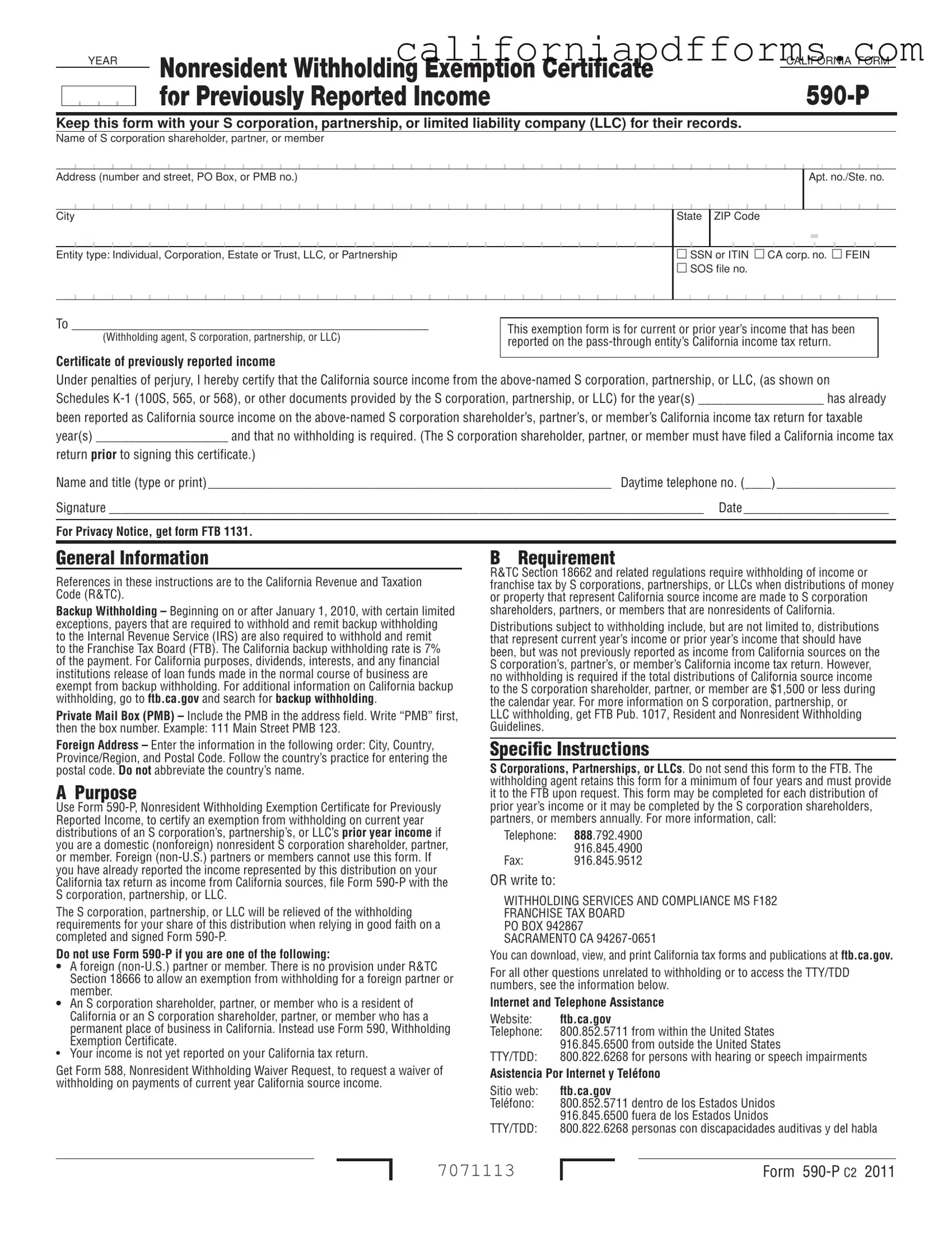 Download California 590 P Form