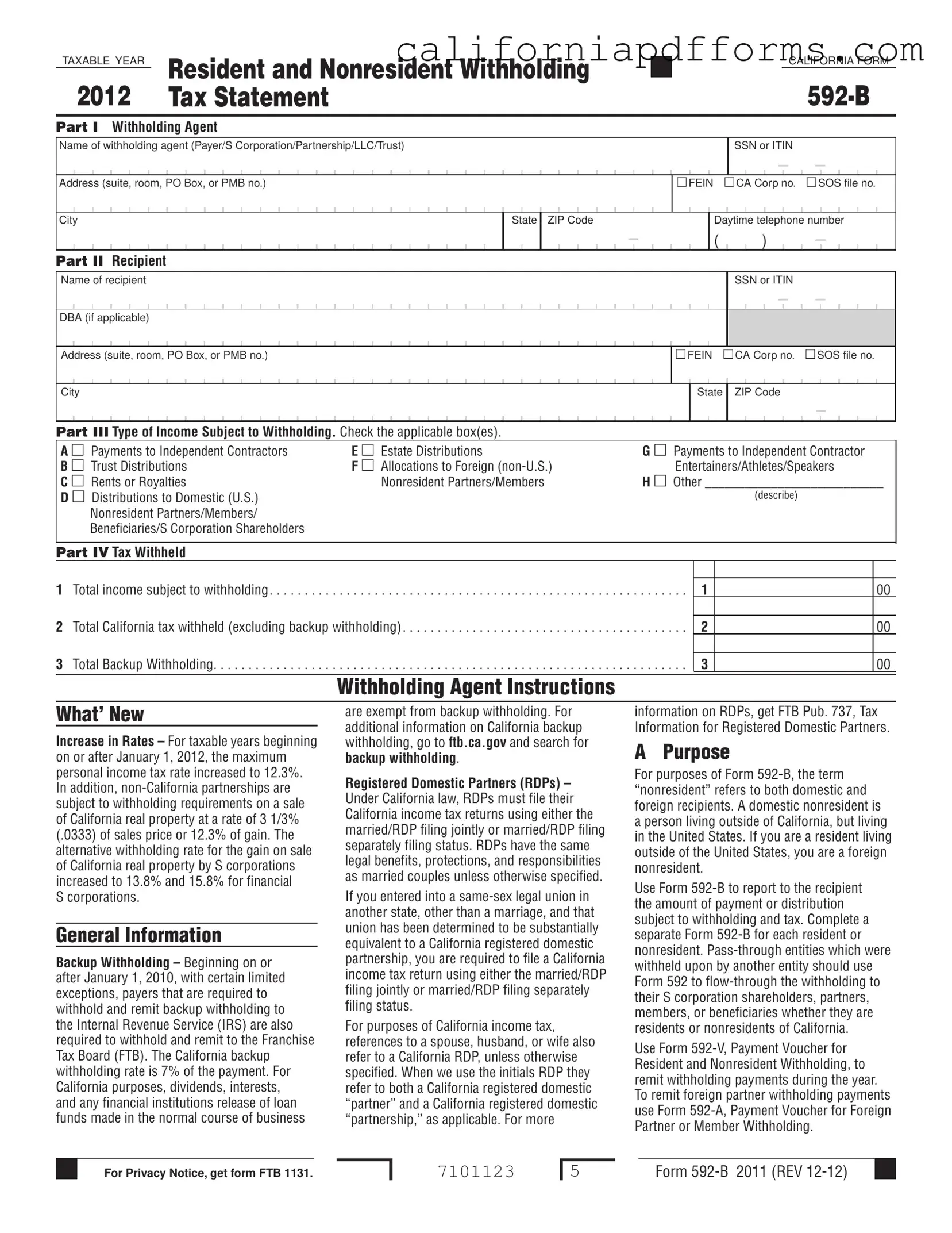 Download California 592 B Form