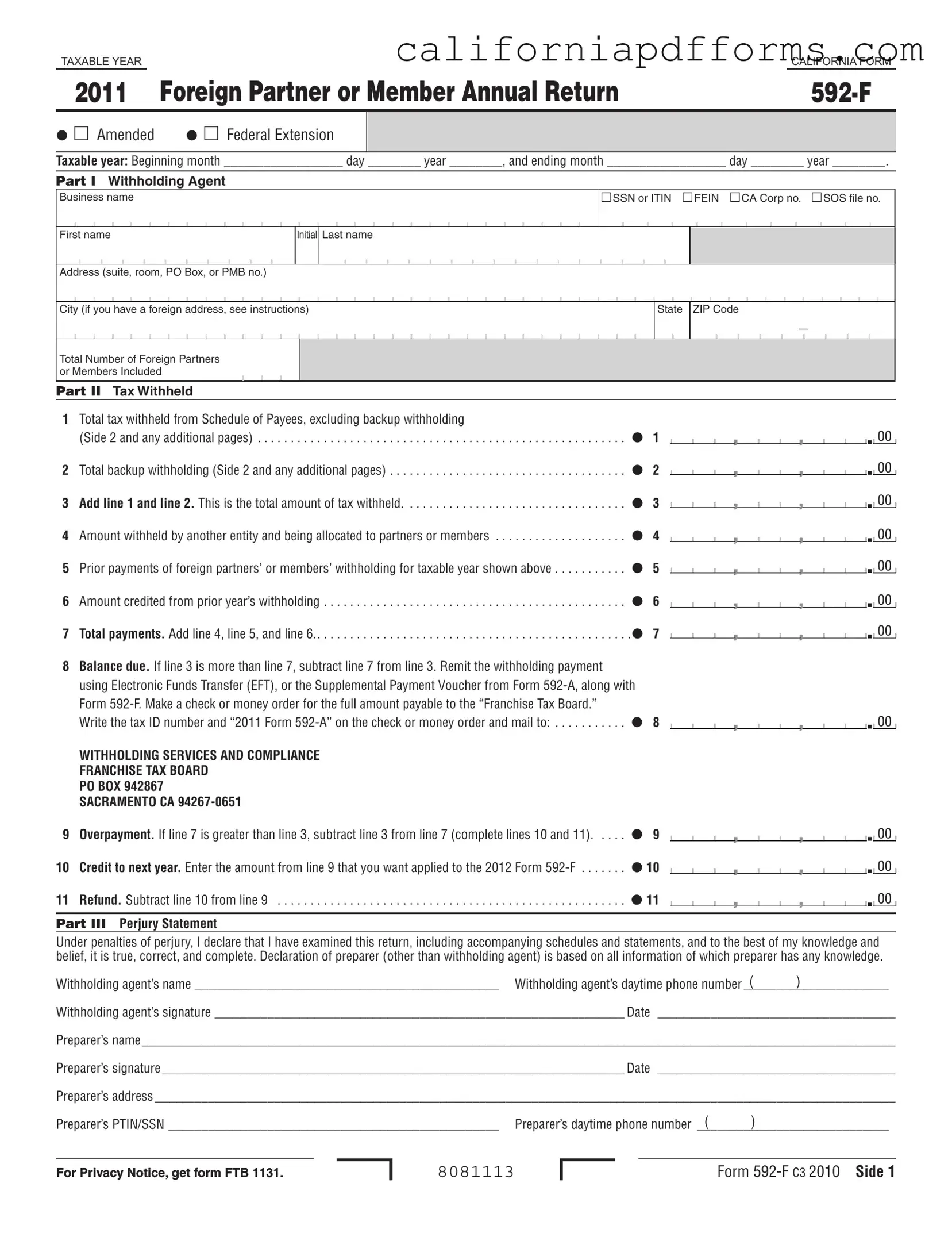 Download California 592 F Form