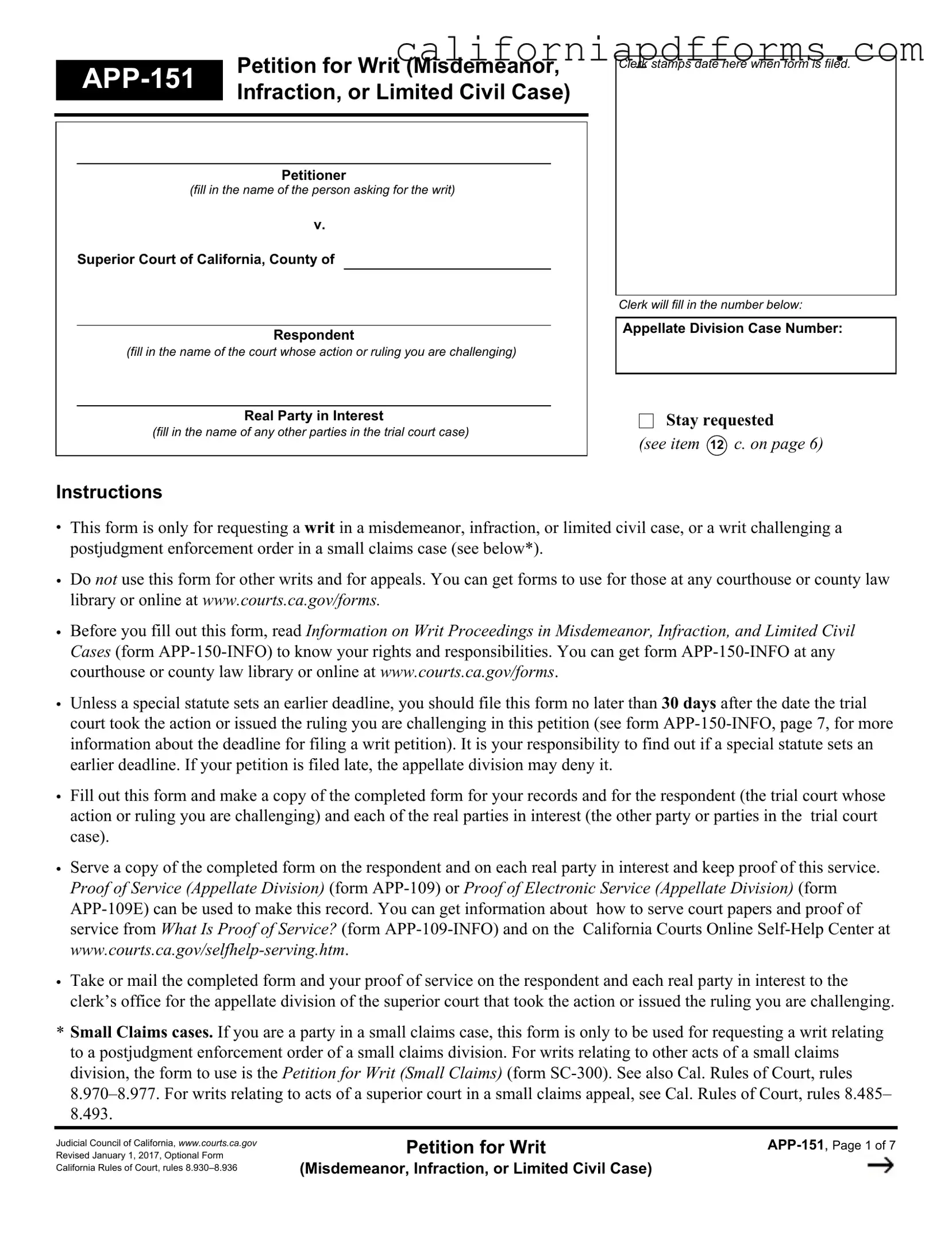 Download California App 151 Form