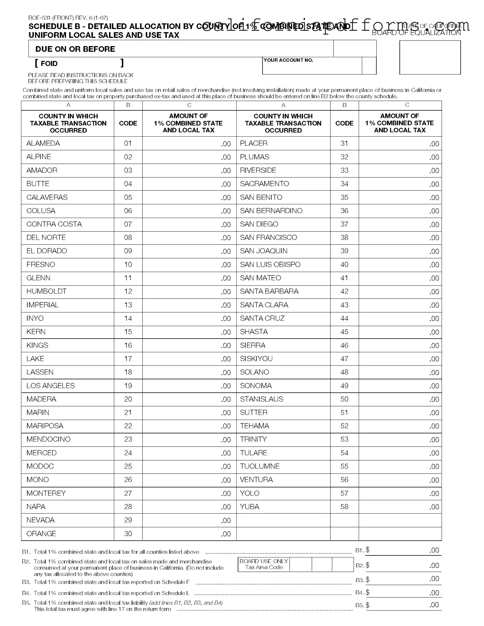 Download California Boe 531 Form