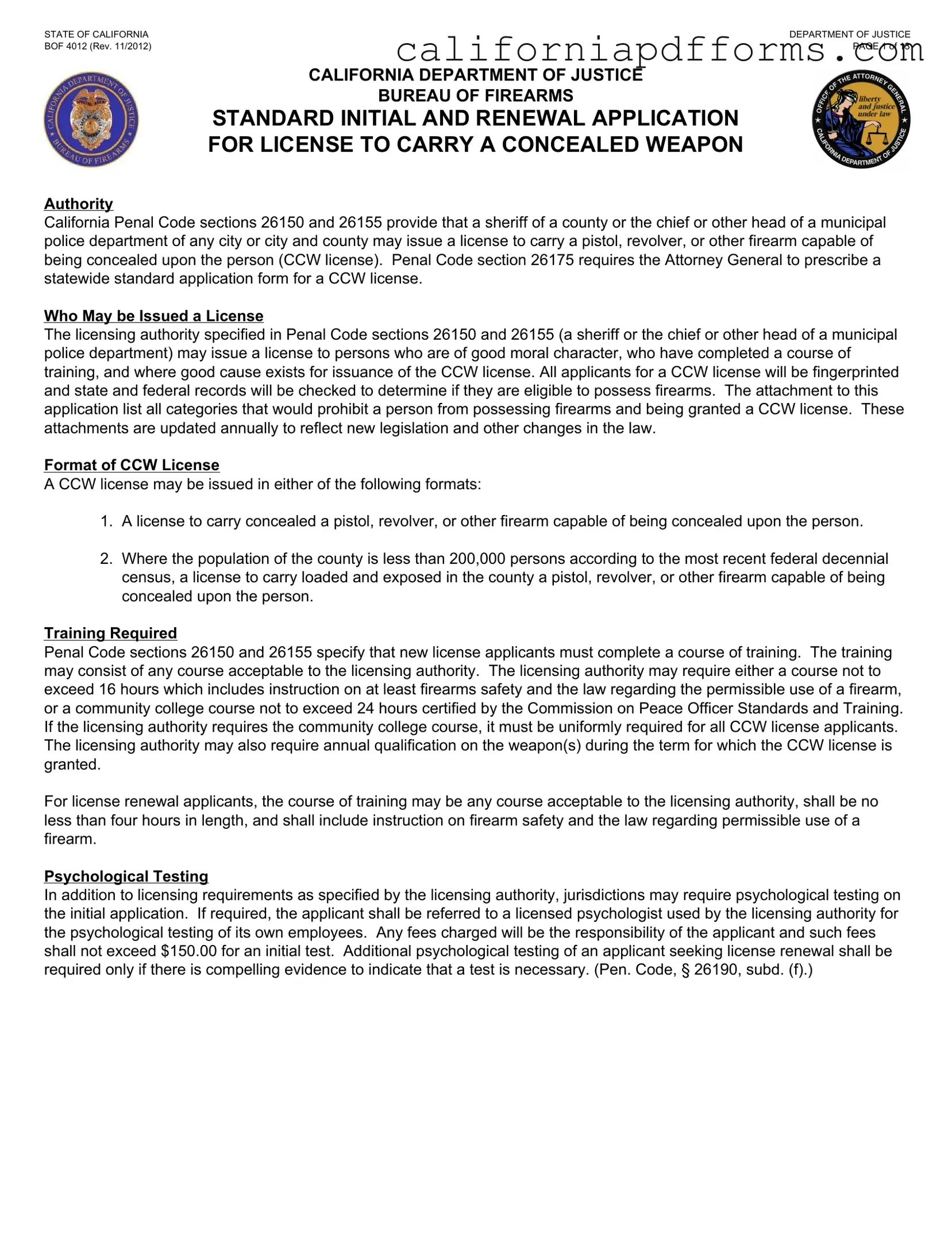 Download California Bof 4012 Form