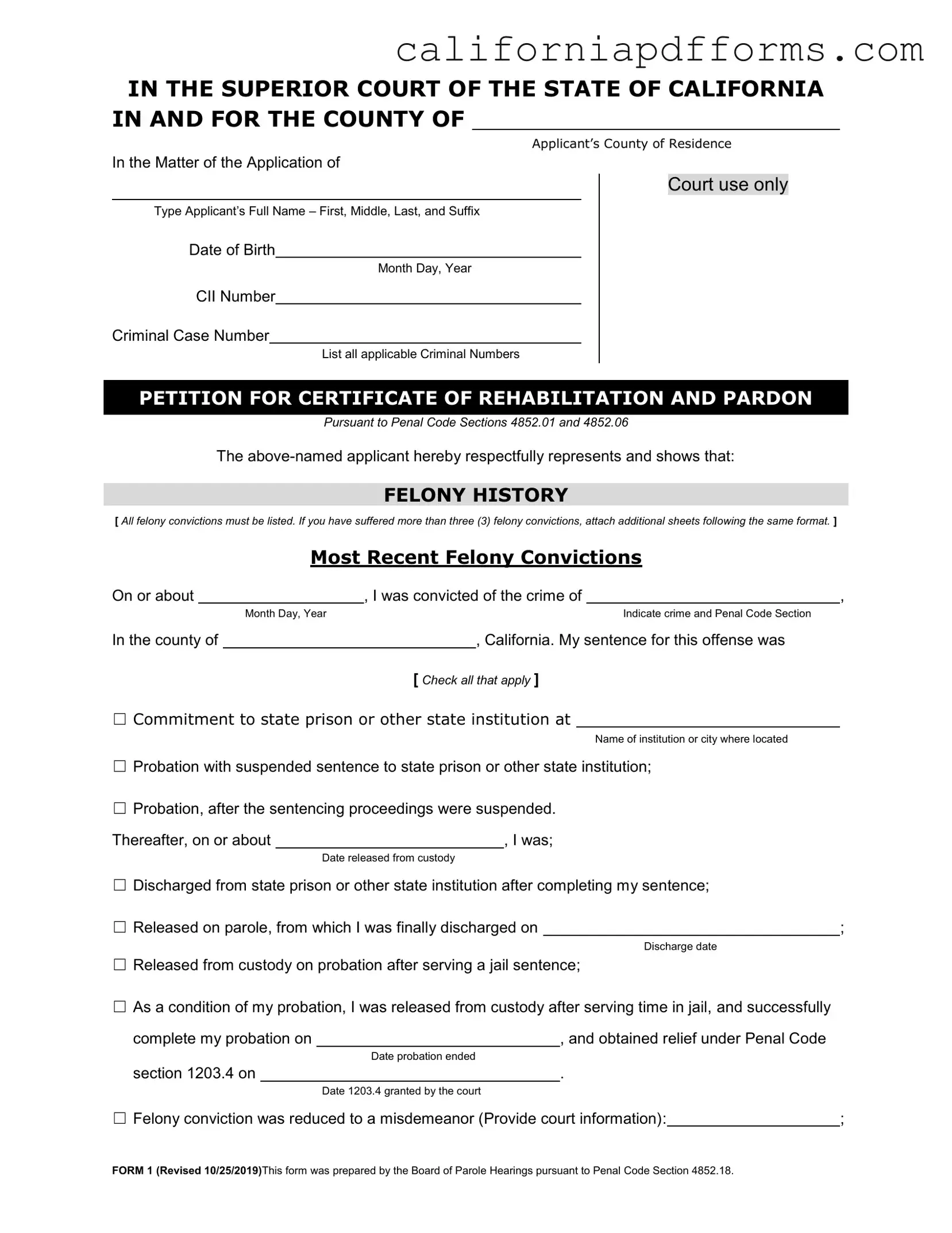 Download California Certificate Rehabilitation Form