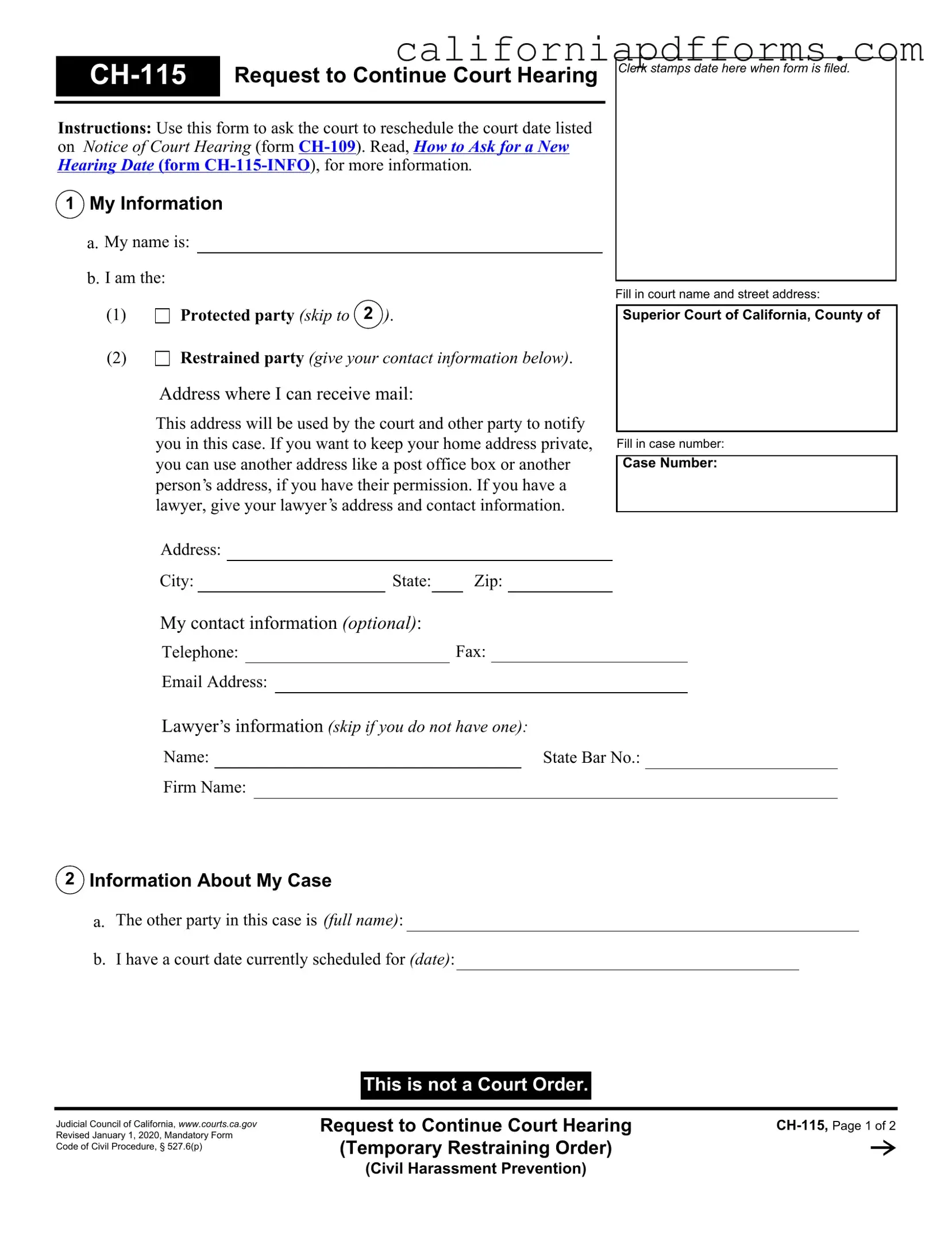 Download California Ch 115 Form