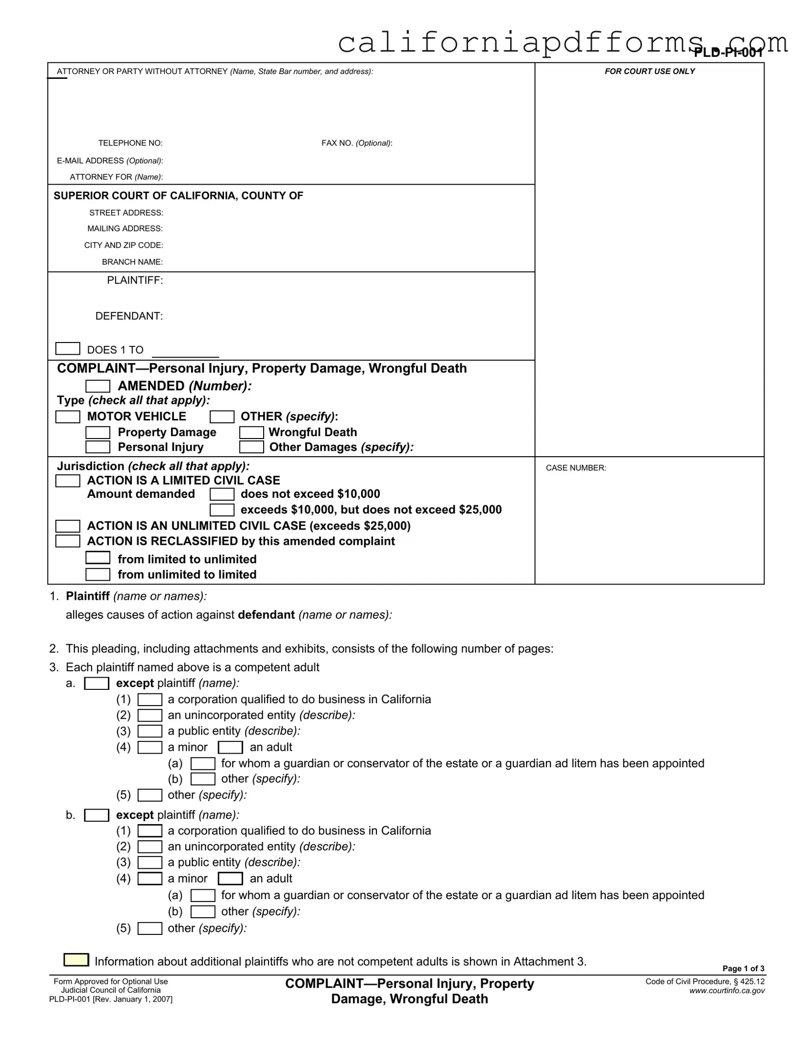 Download California Complaint Form