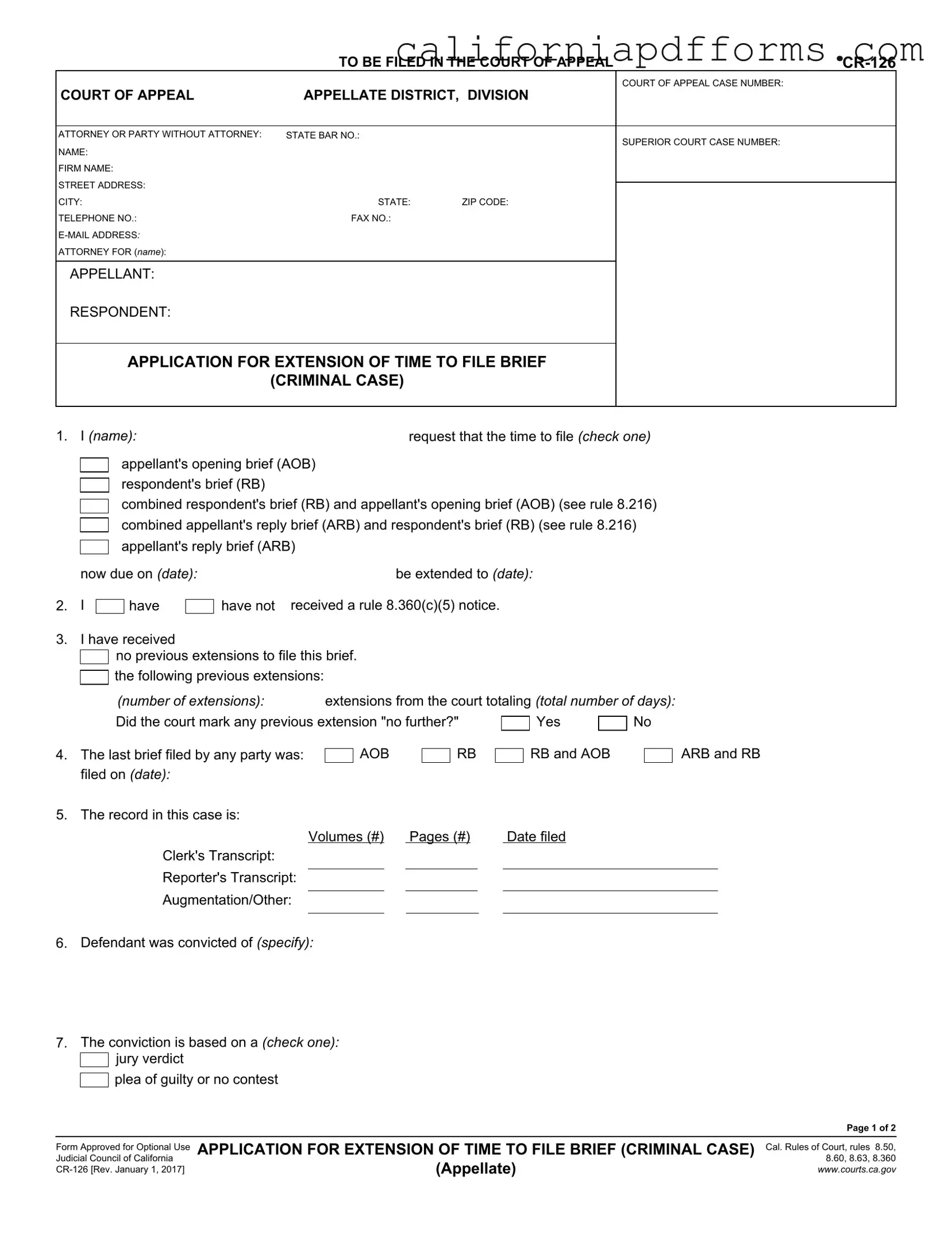 Download California Cr 126 Form