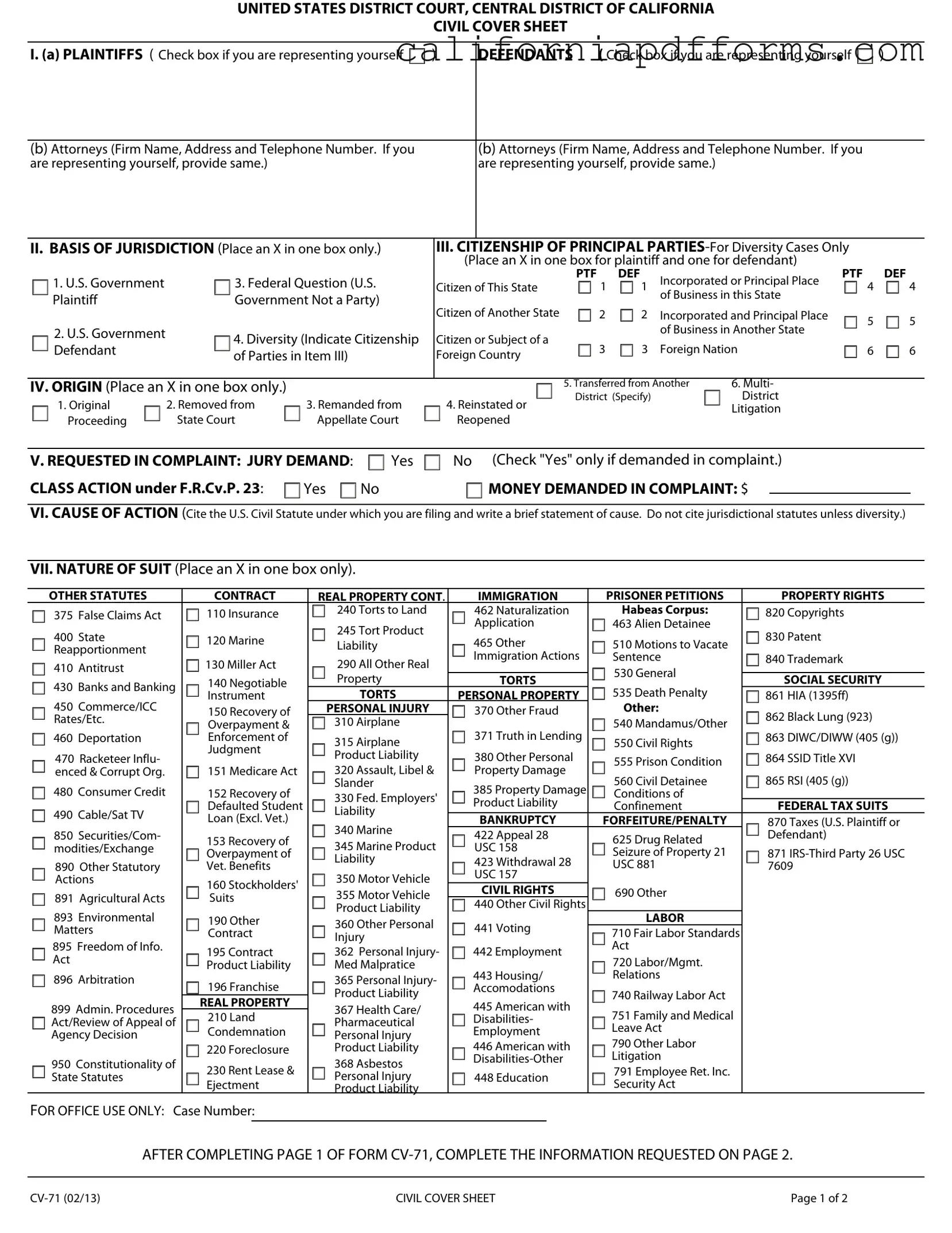 Download California Cv 71 Form