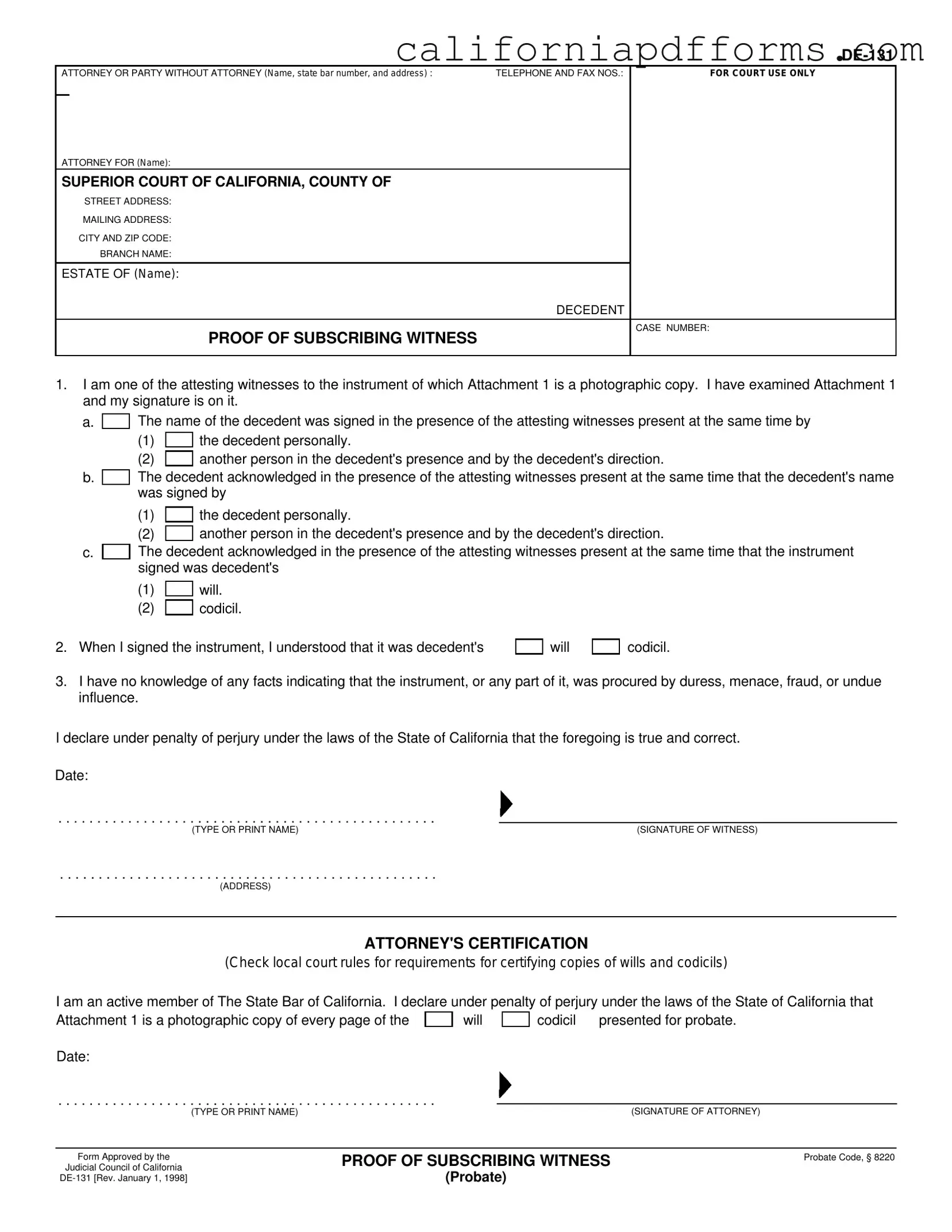 Download California De 131 Form
