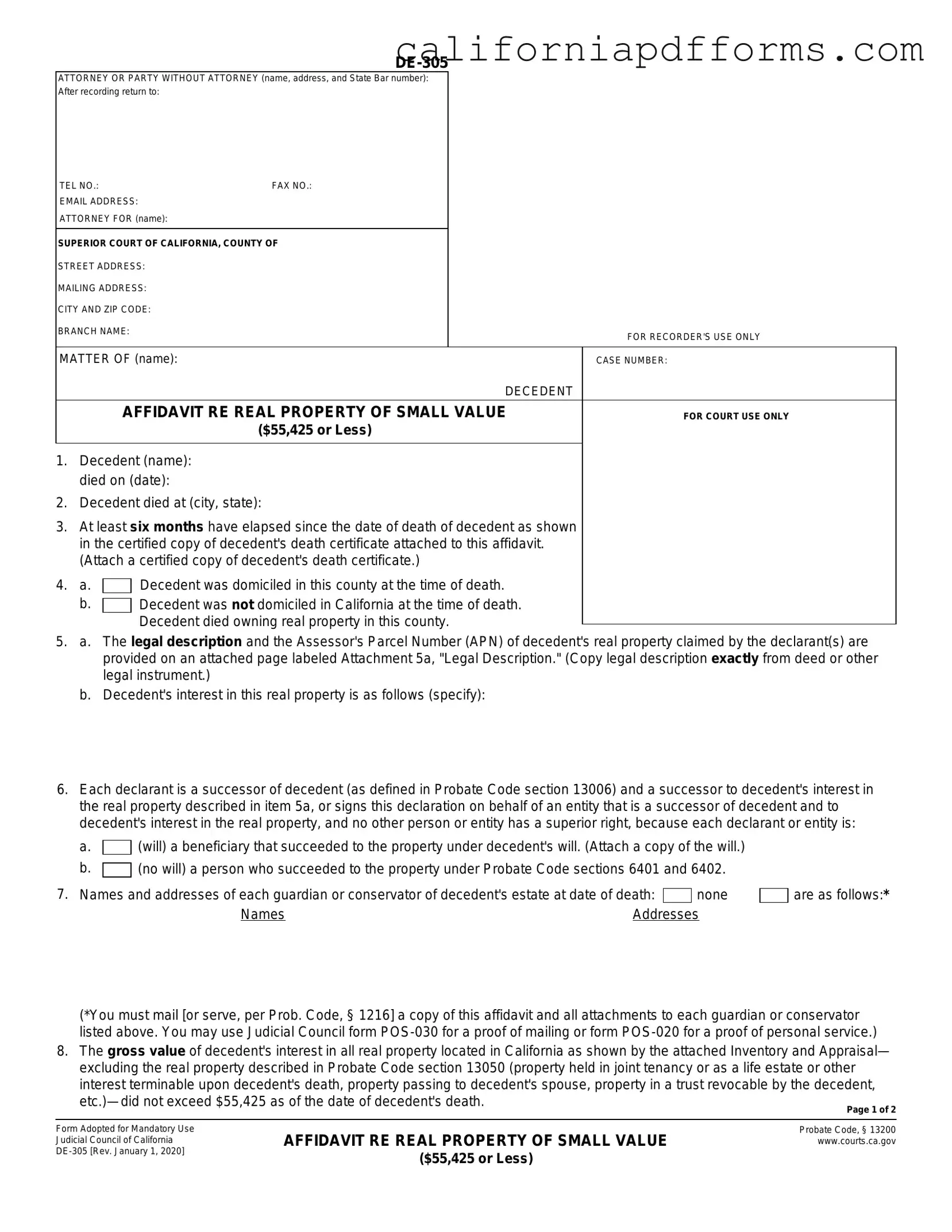Download California De 305 Form