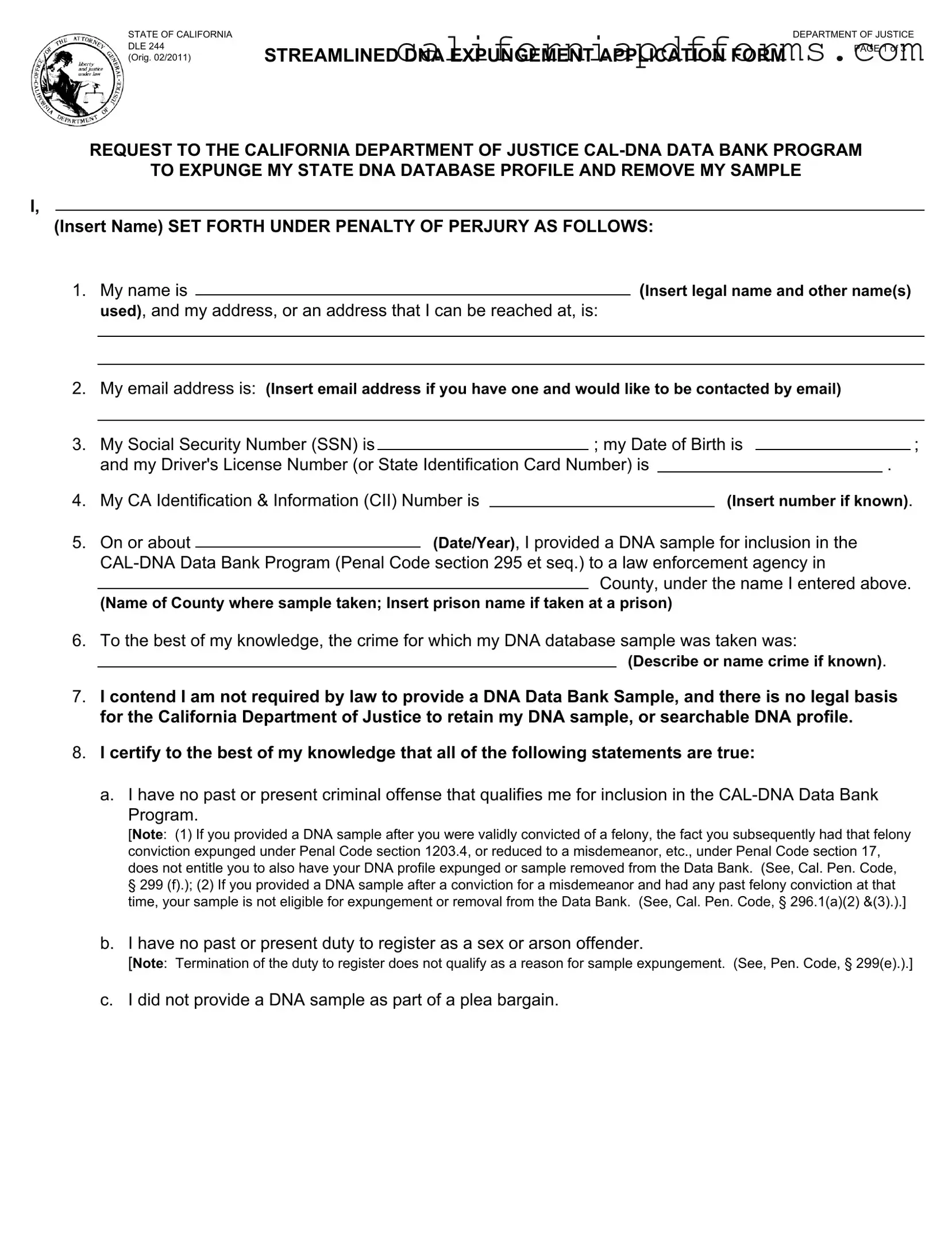 Download California Dle 244 Form