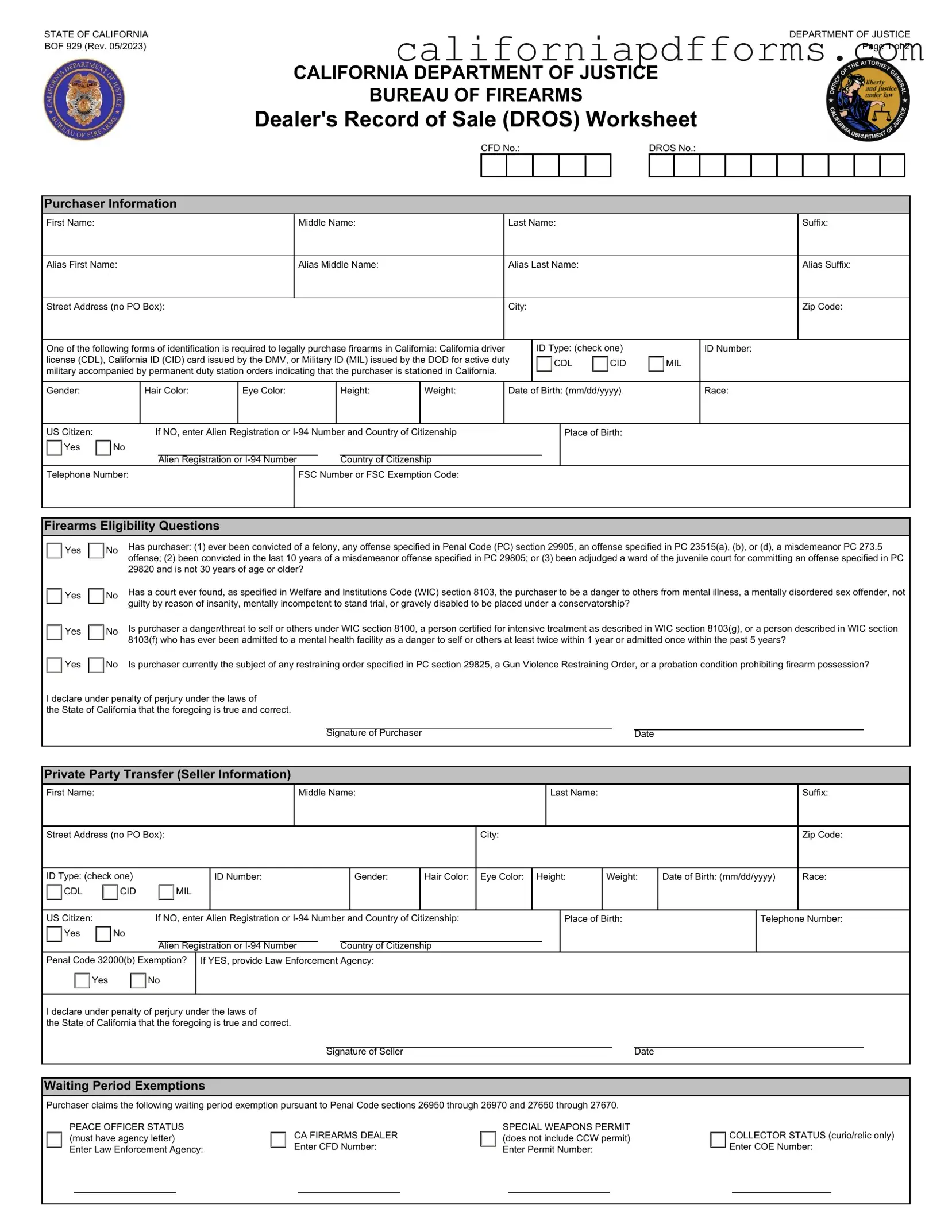 Download California Dros Form