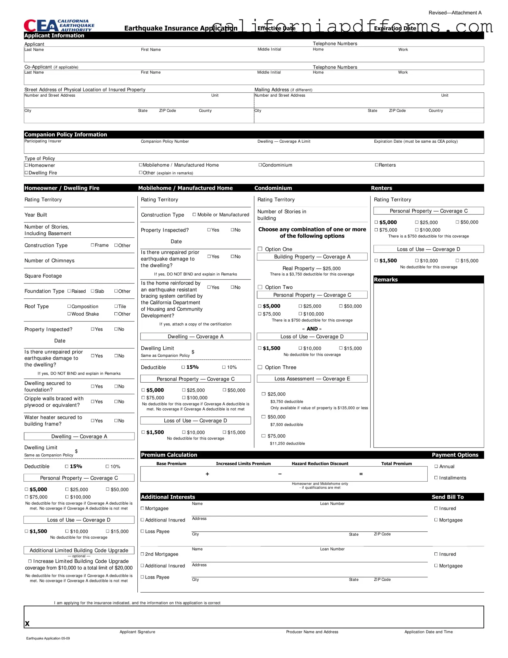 Download California Earthquake Authority Form