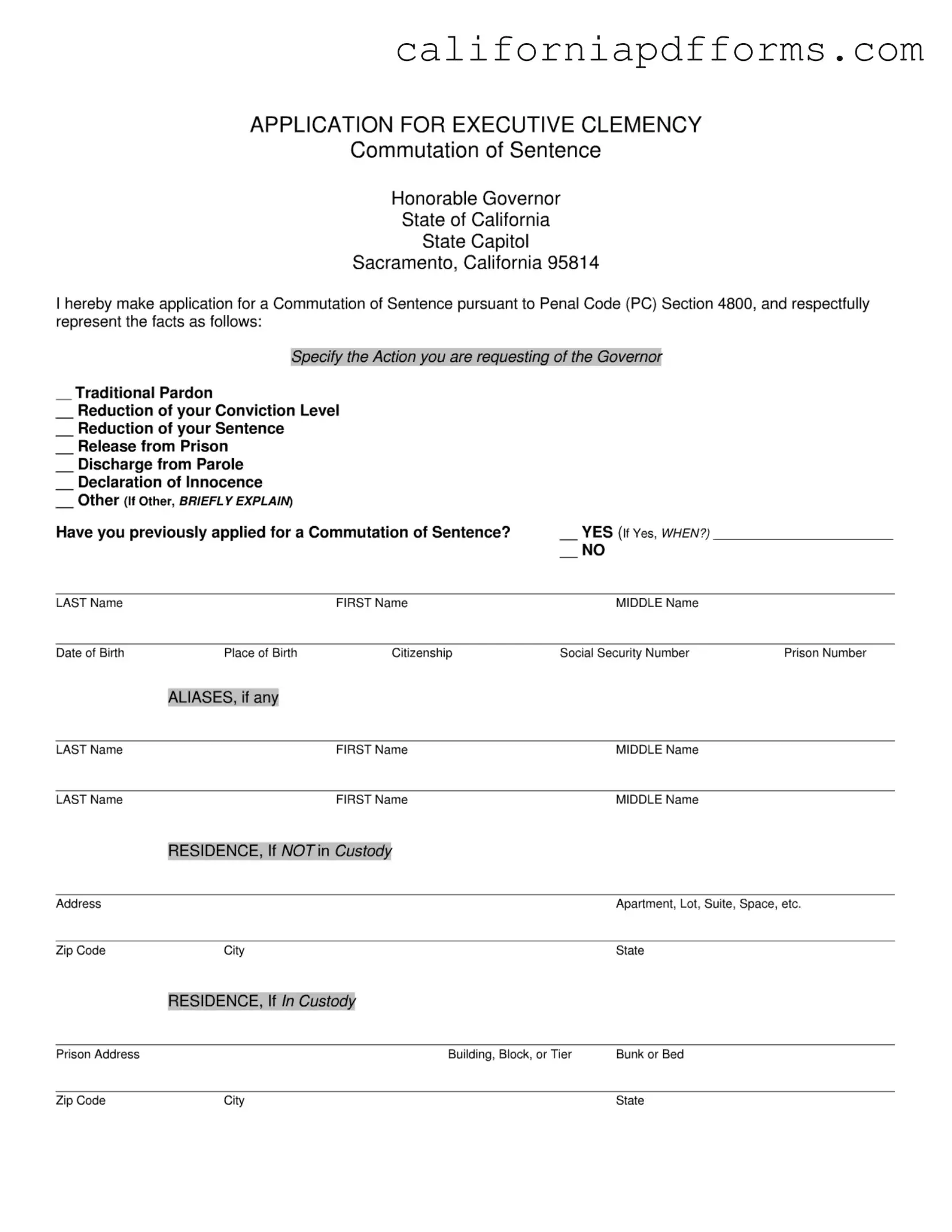 Download California Executive Clemency Form