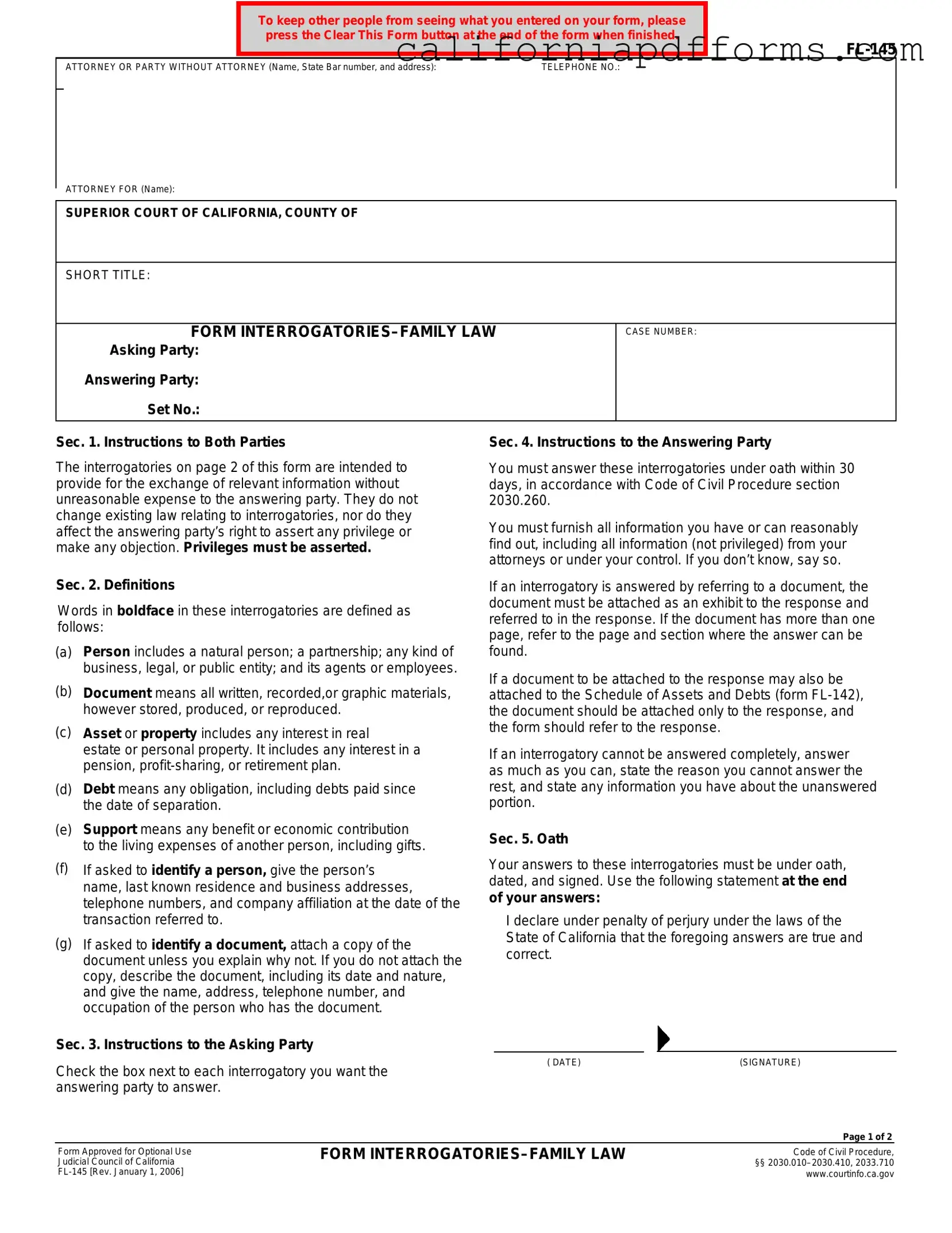 Download California Fl 145 Form