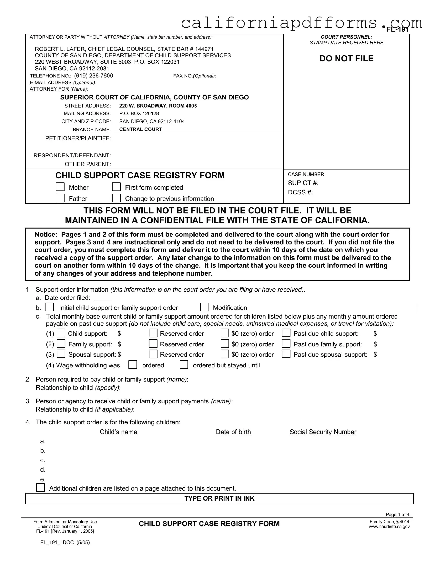 Download California Fl 191 Form