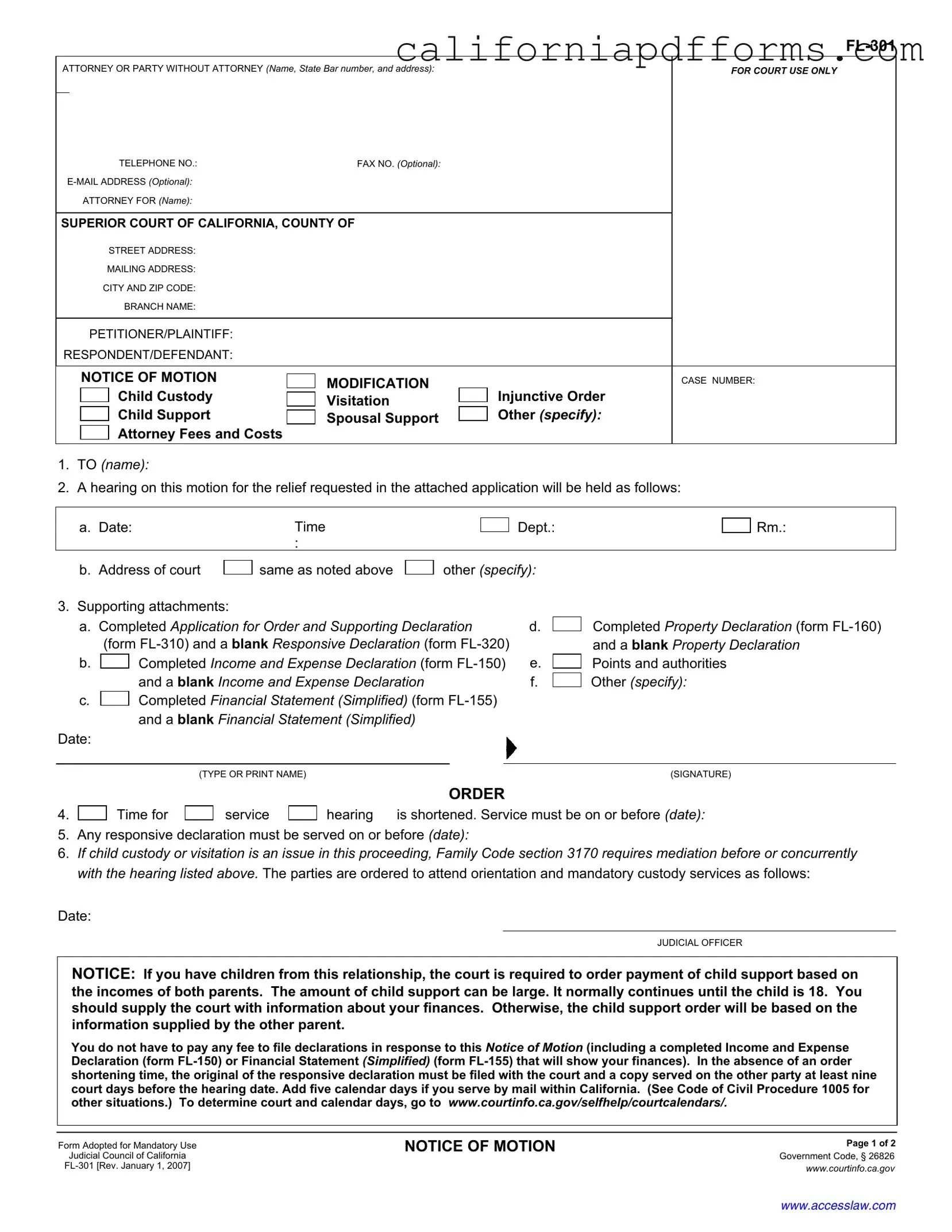 Download California Fl 301 Form