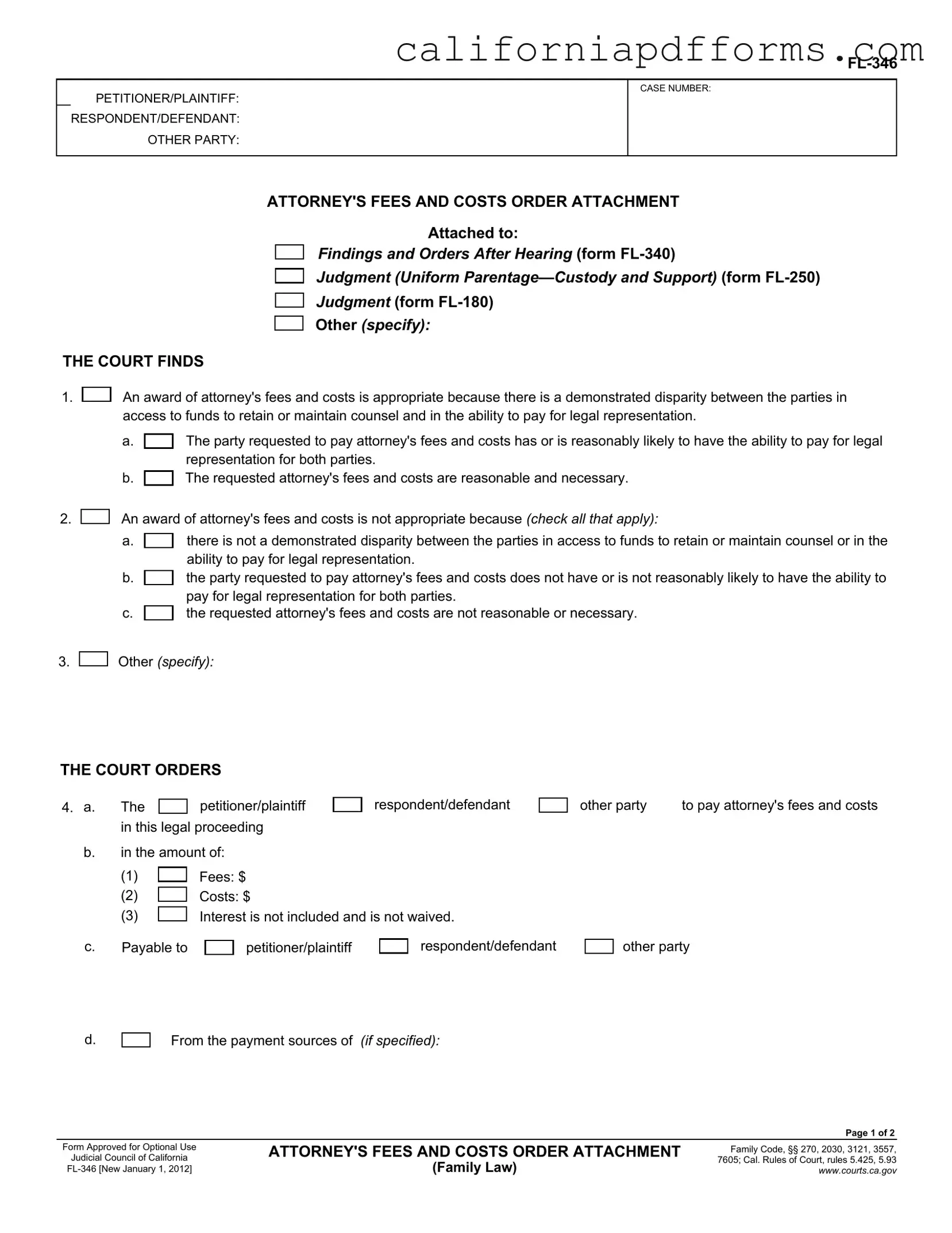 Download California Fl 346 Form