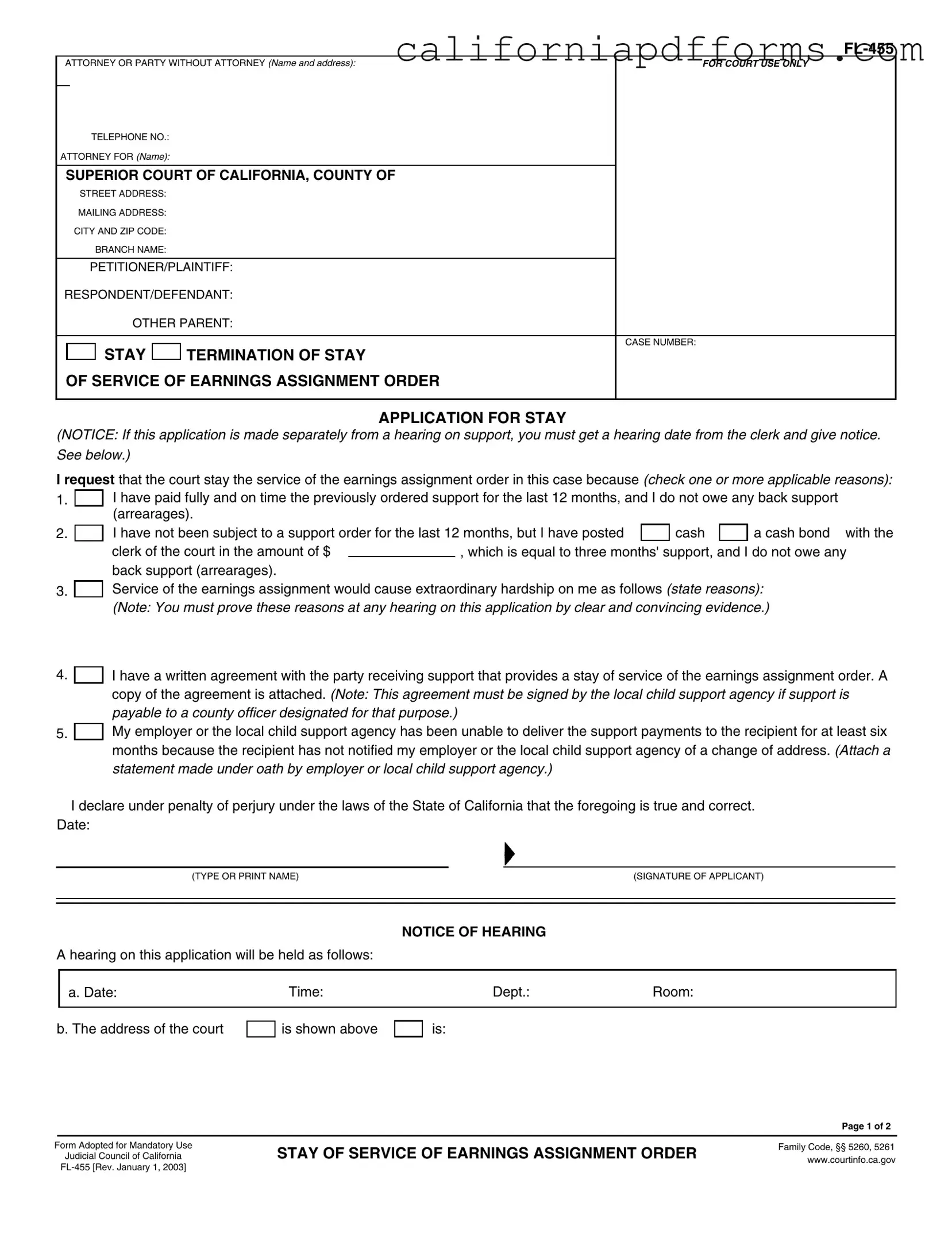 Download California Fl 455 Form