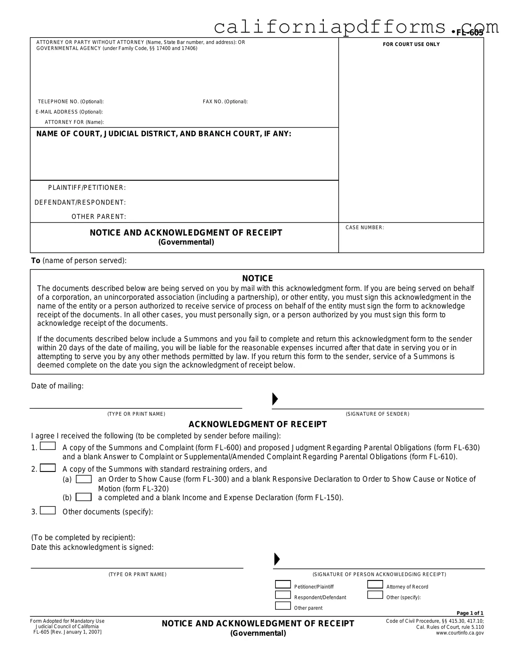 Download California Fl 605 Form
