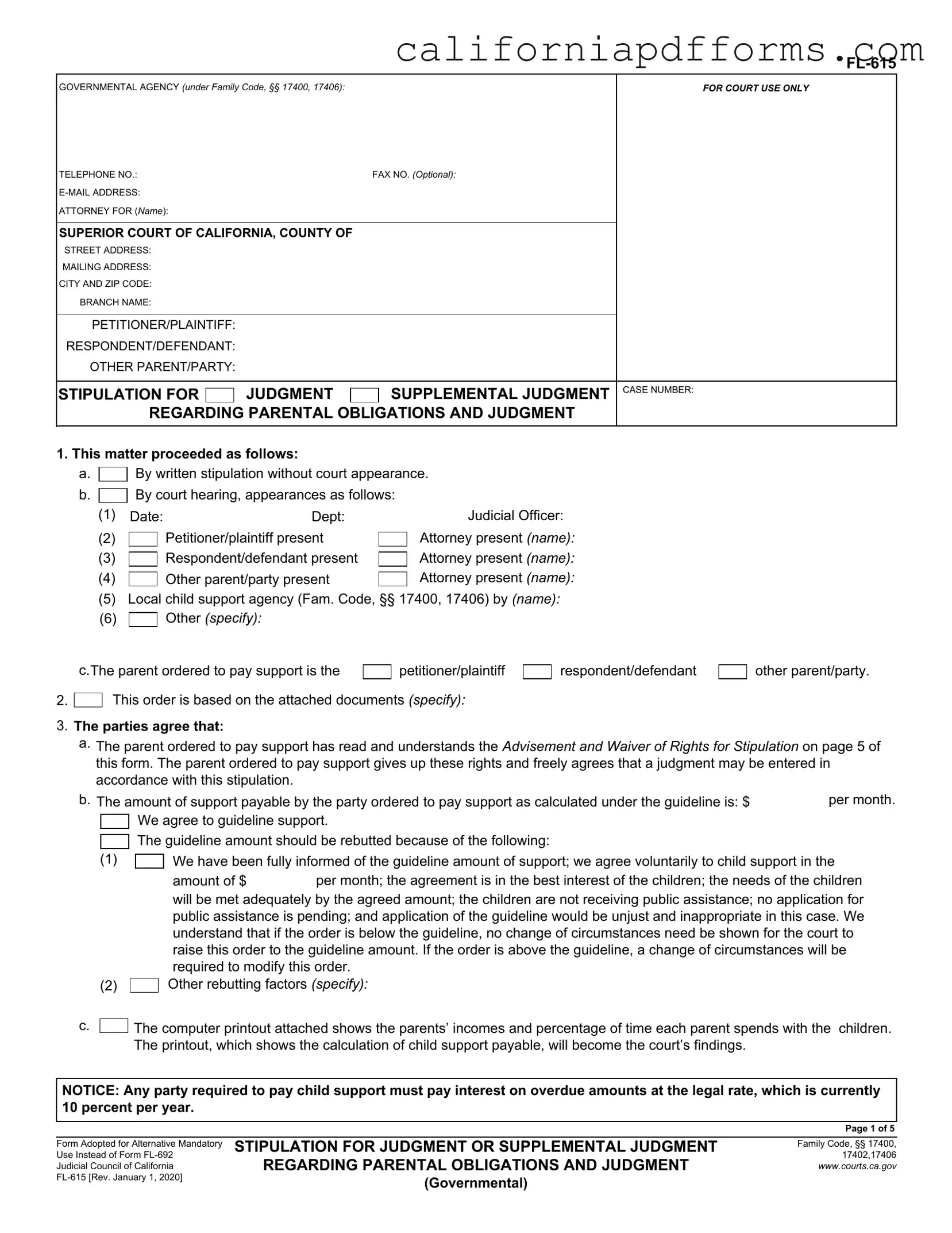 Download California Fl 615 Form