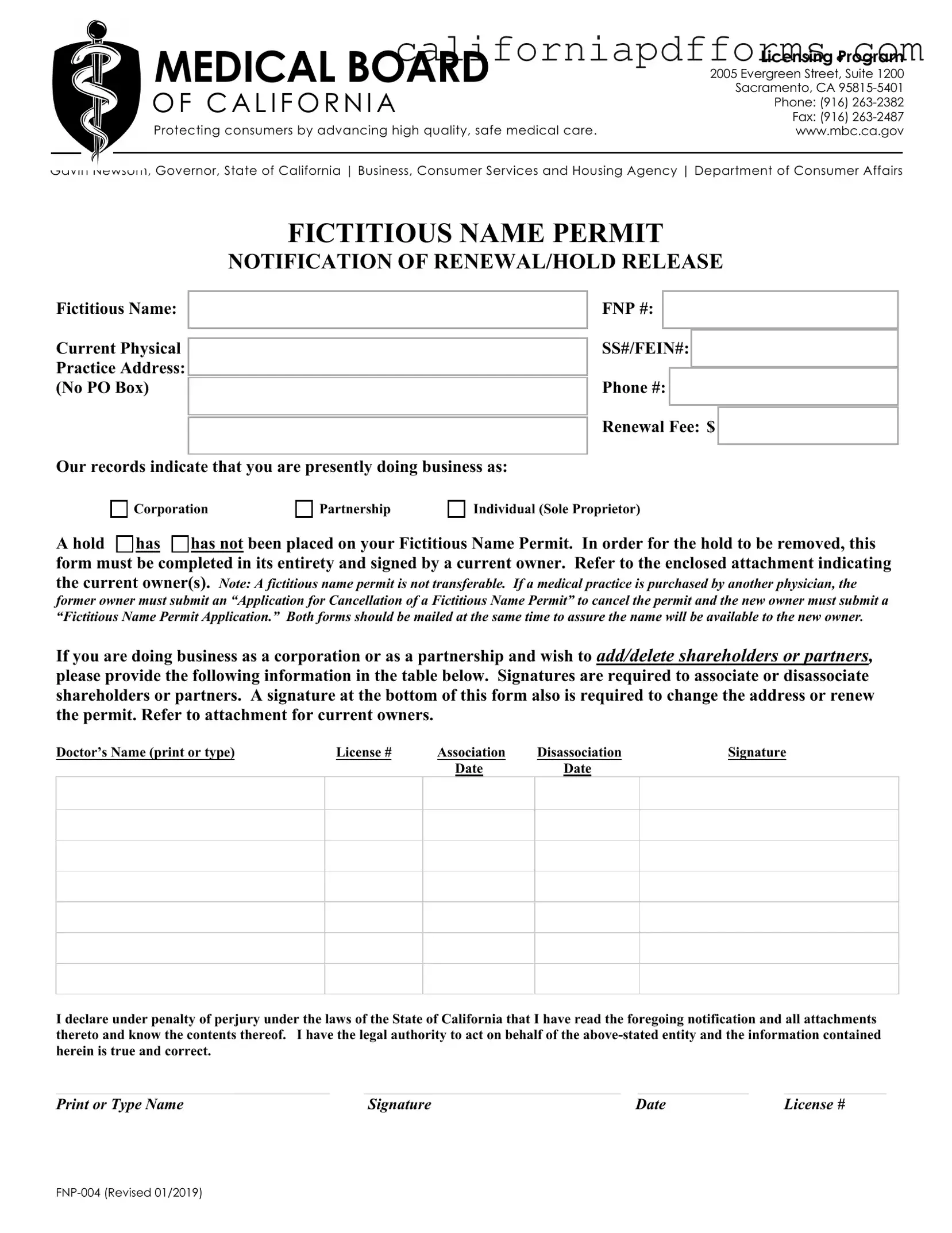 Download California Fnp 004 Form