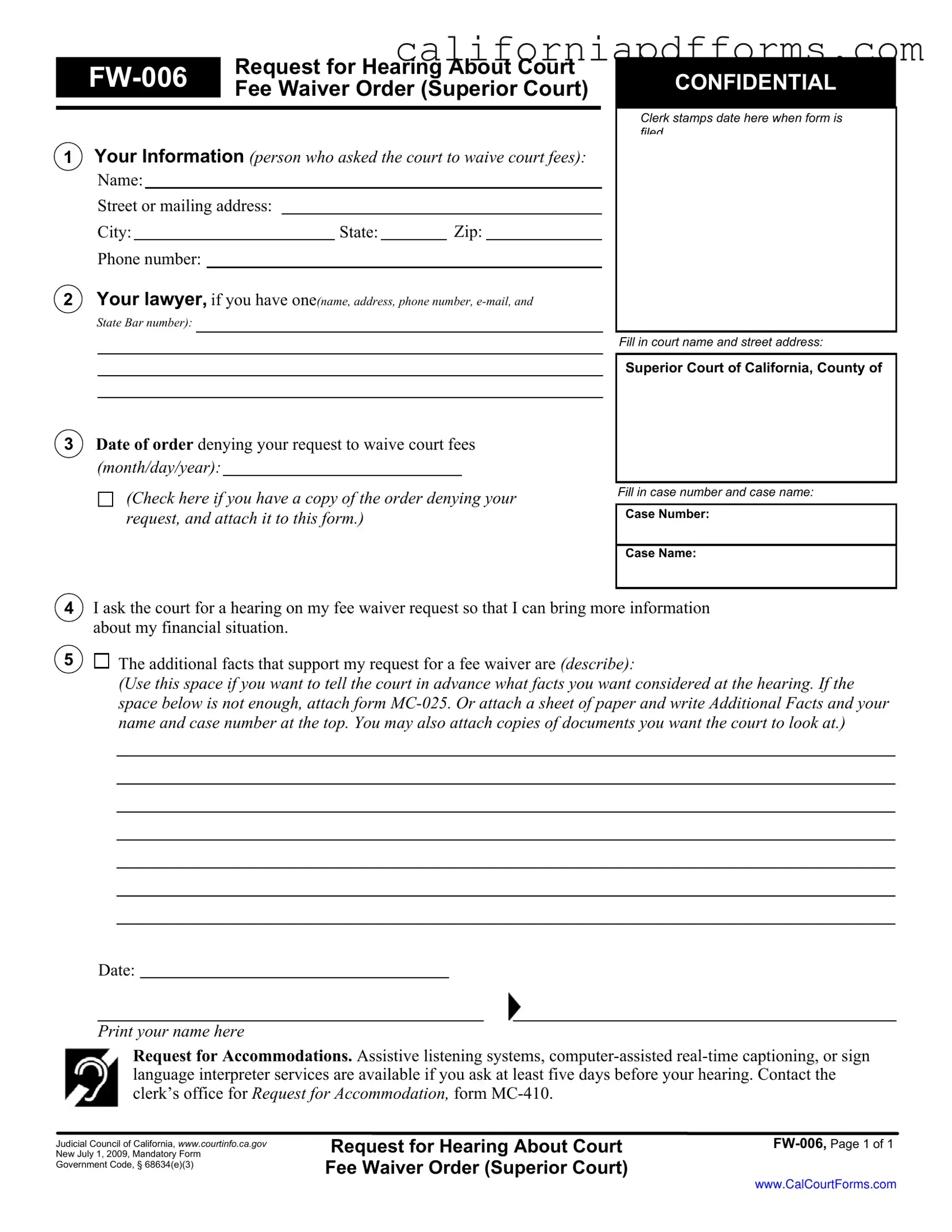 Download California Fw 006 Form