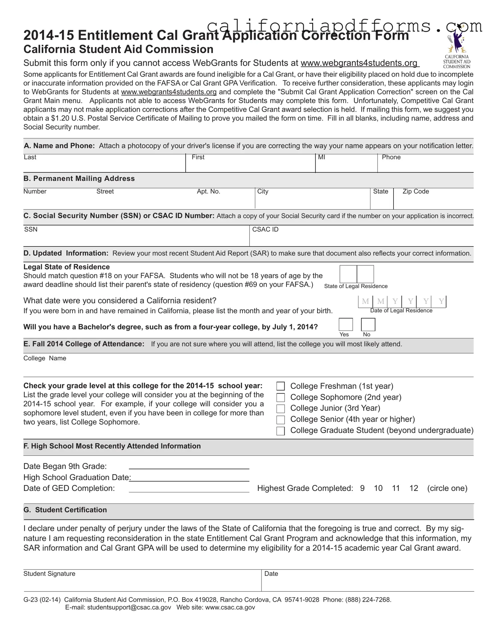Download California G 23 Form