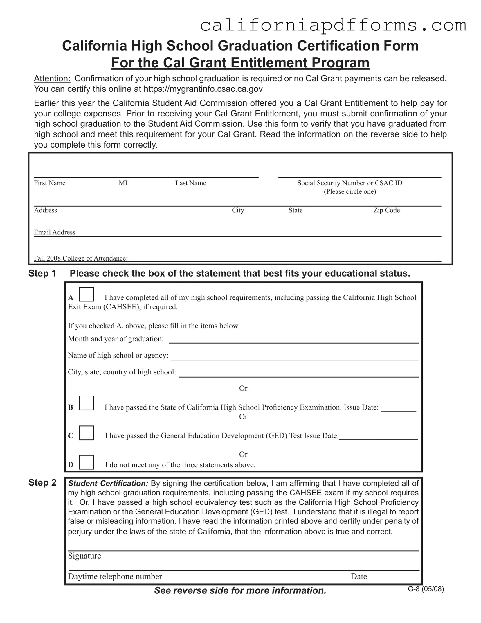 Download California G 8 Form