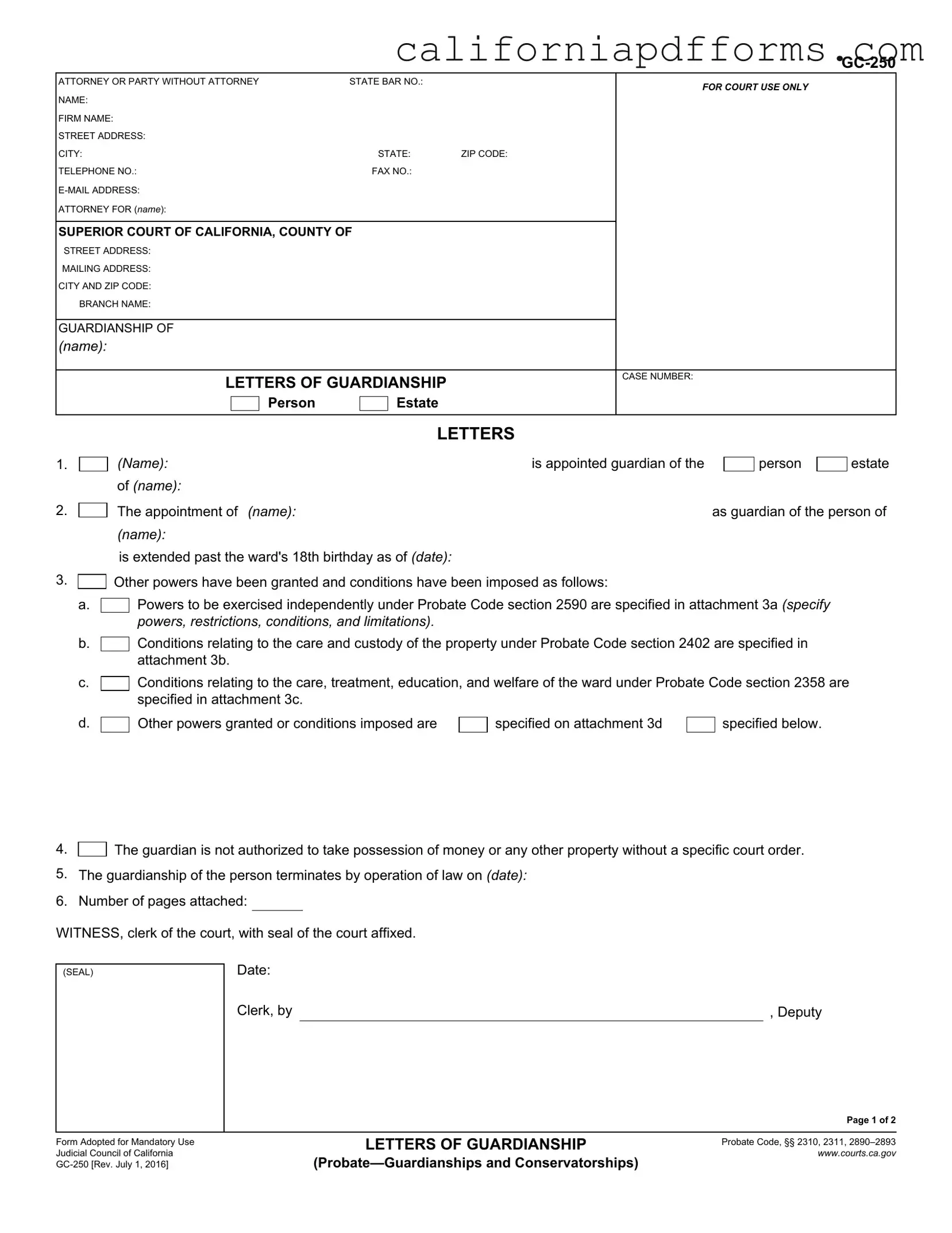 Download California Gc 250 Form