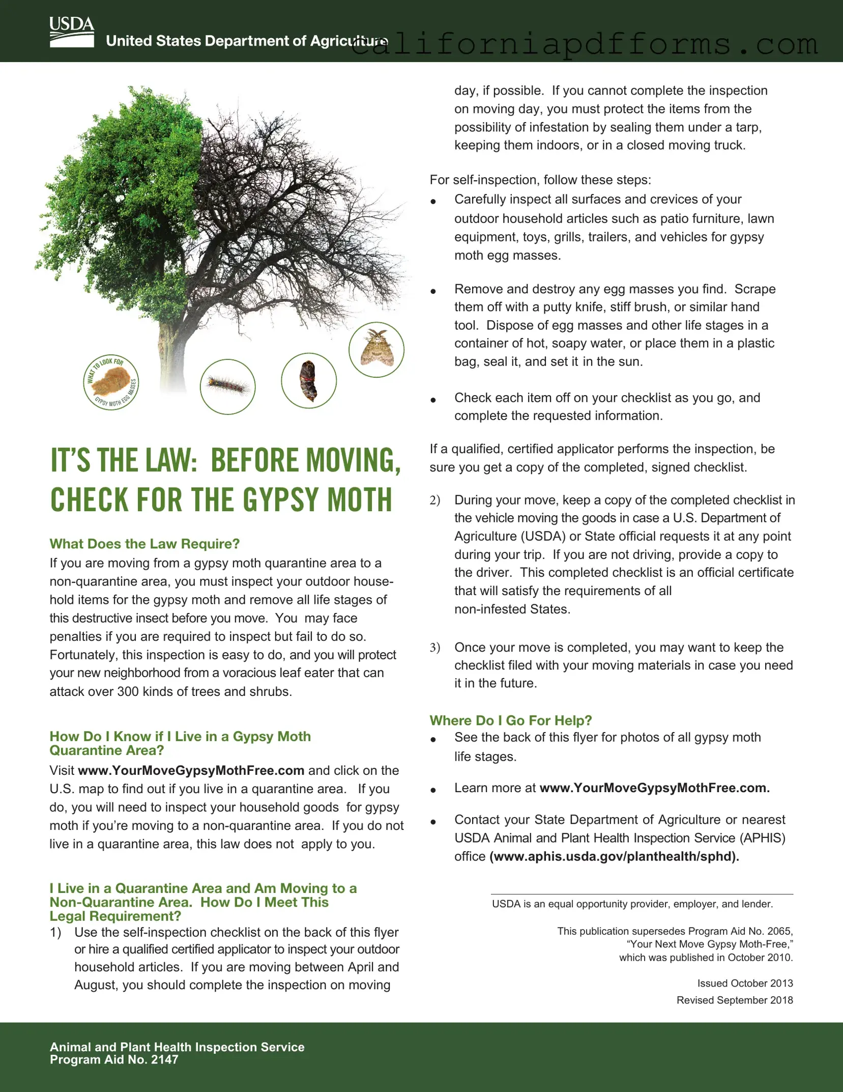 Download California Gypsy Moth Checklist Form