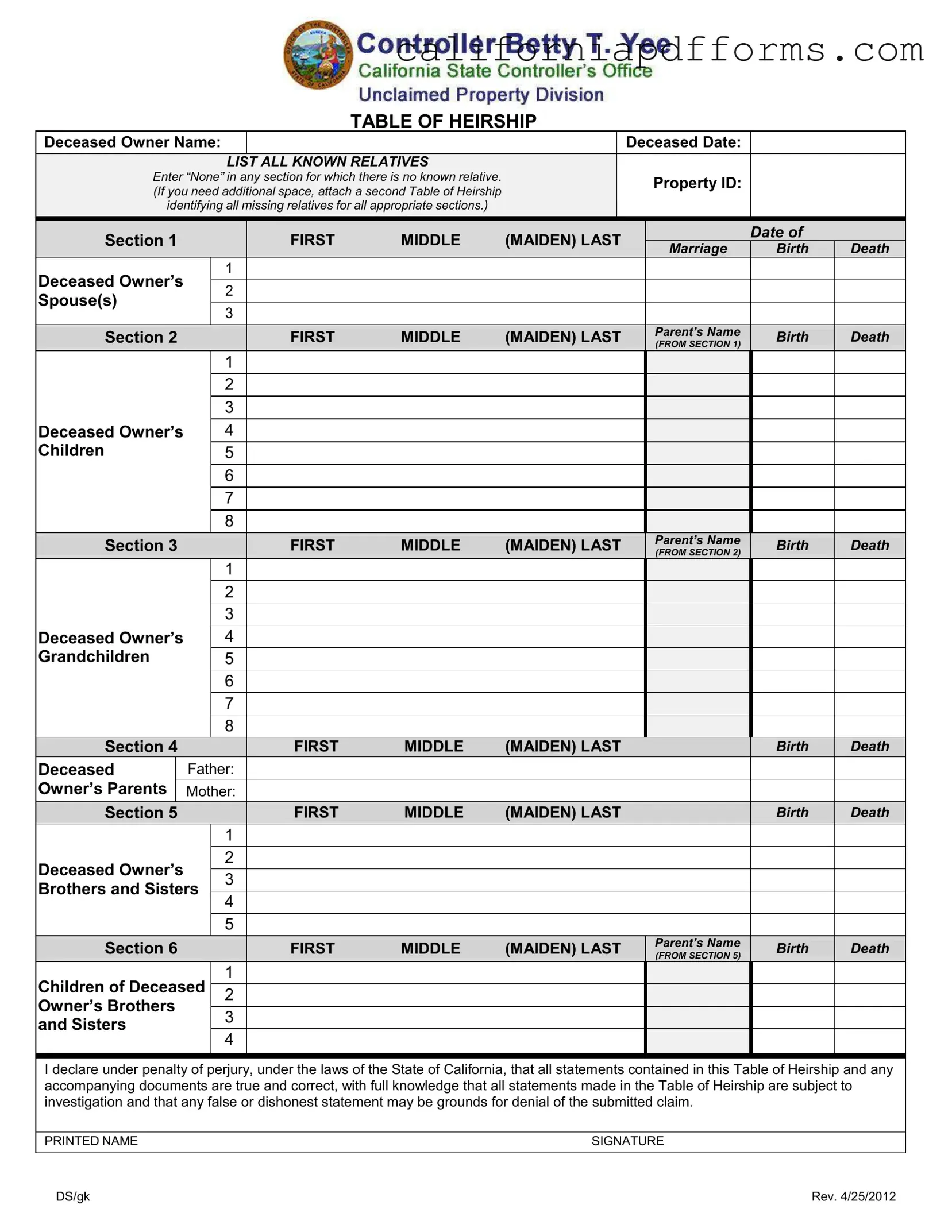 Download California Heirship Form