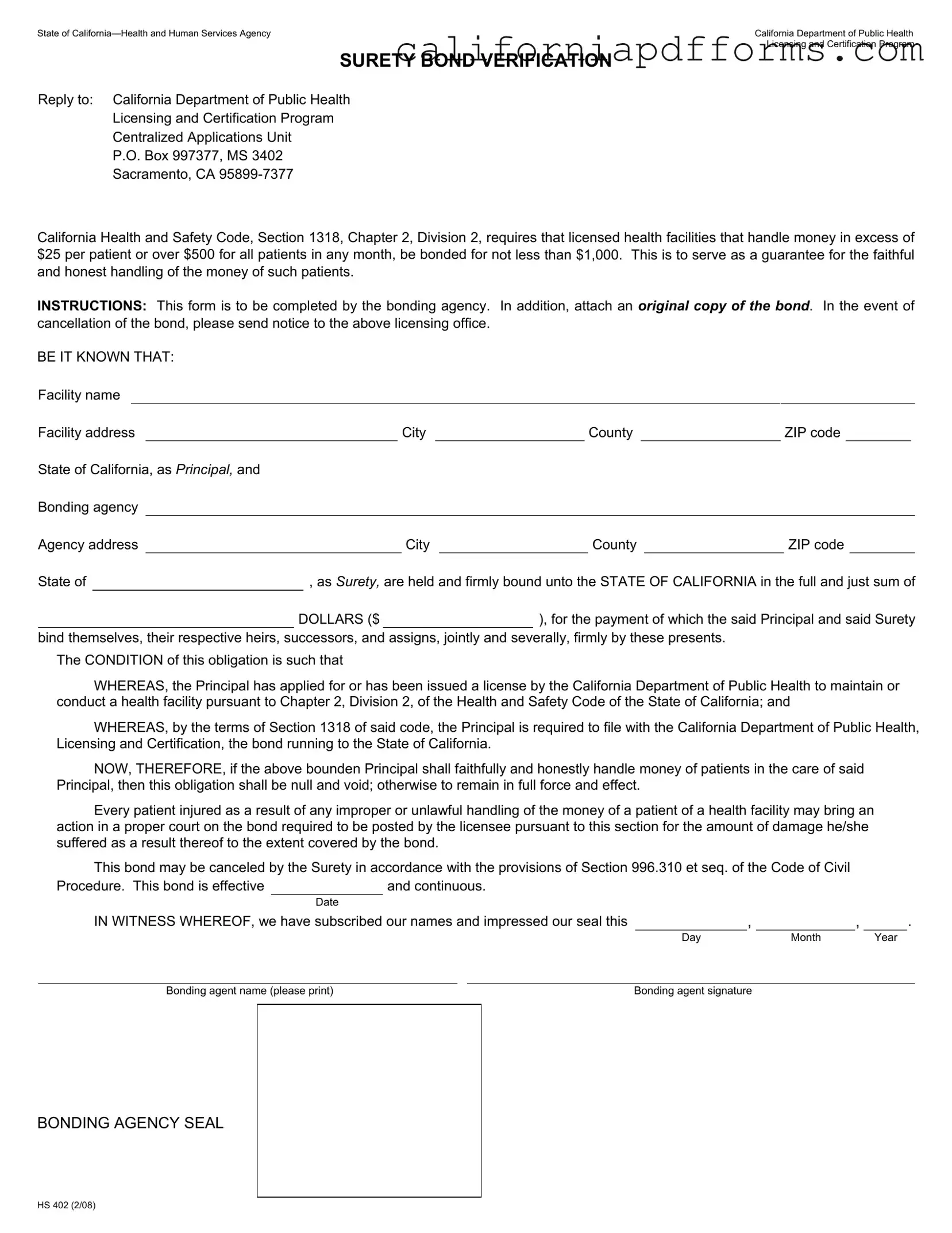 Download California Hs 402 Form