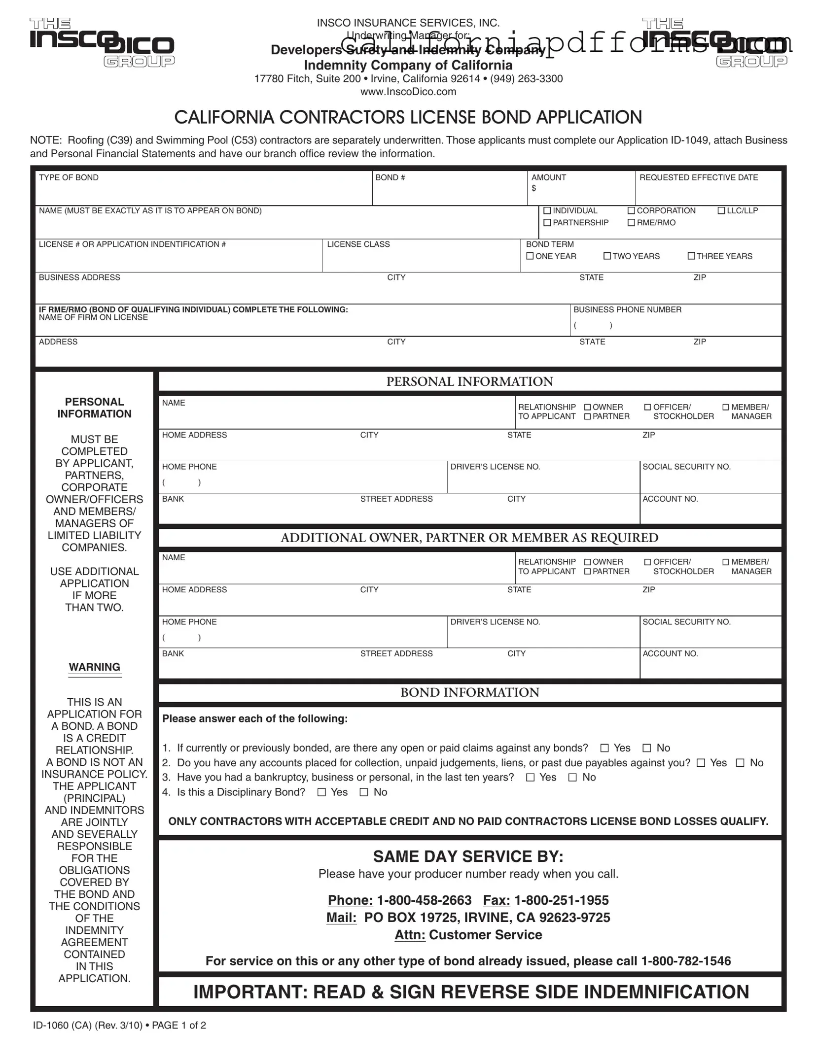Download California Id 1060 Form