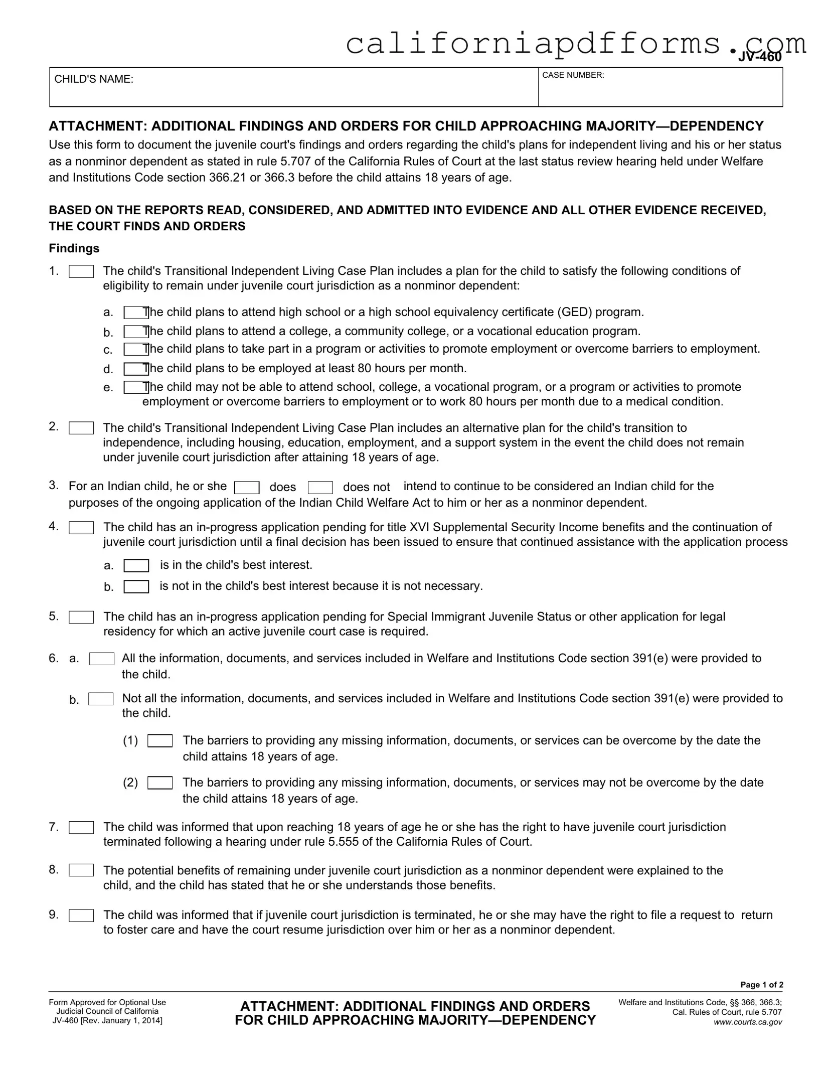 Download California Jv 460 Form