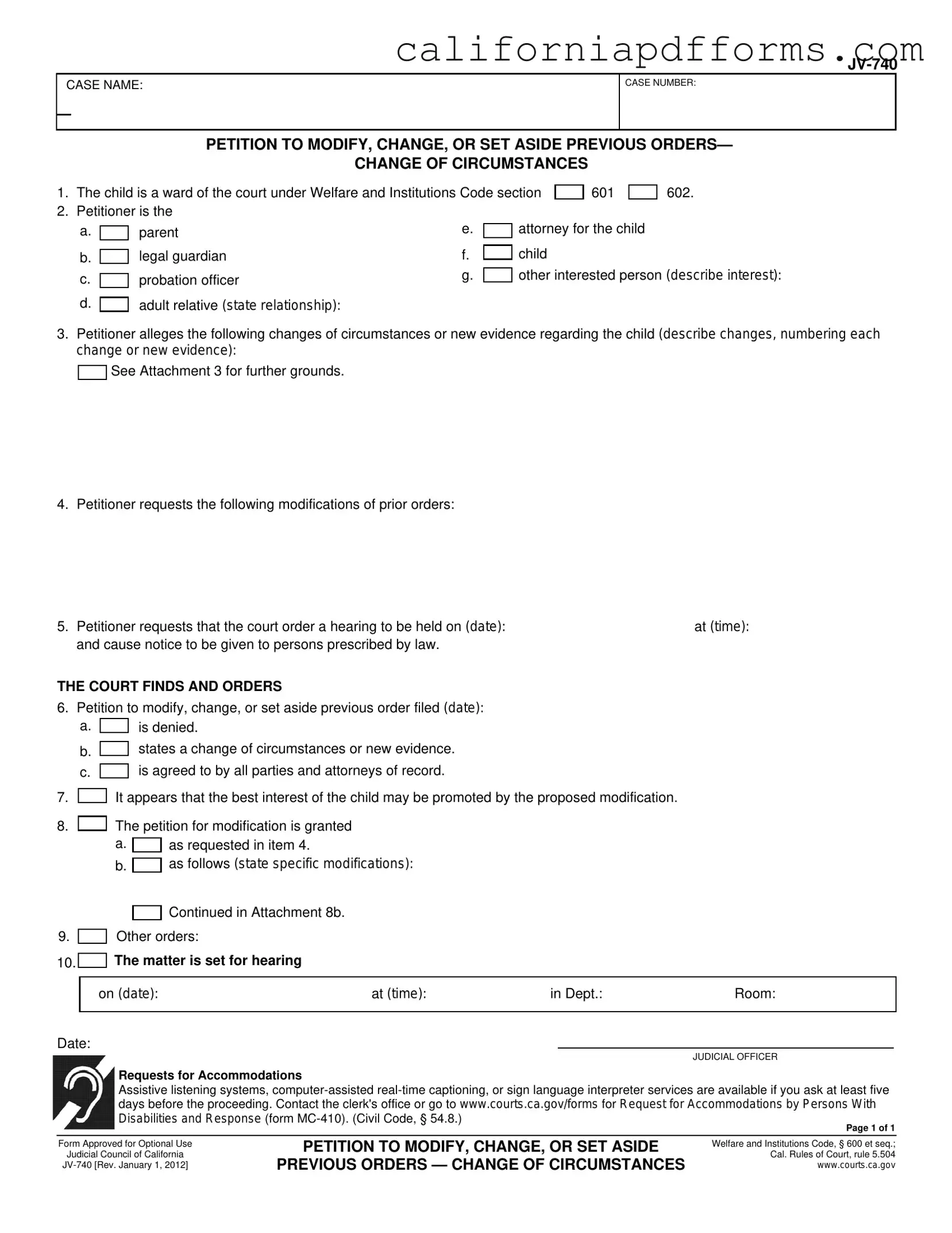 Download California Jv 740 Form