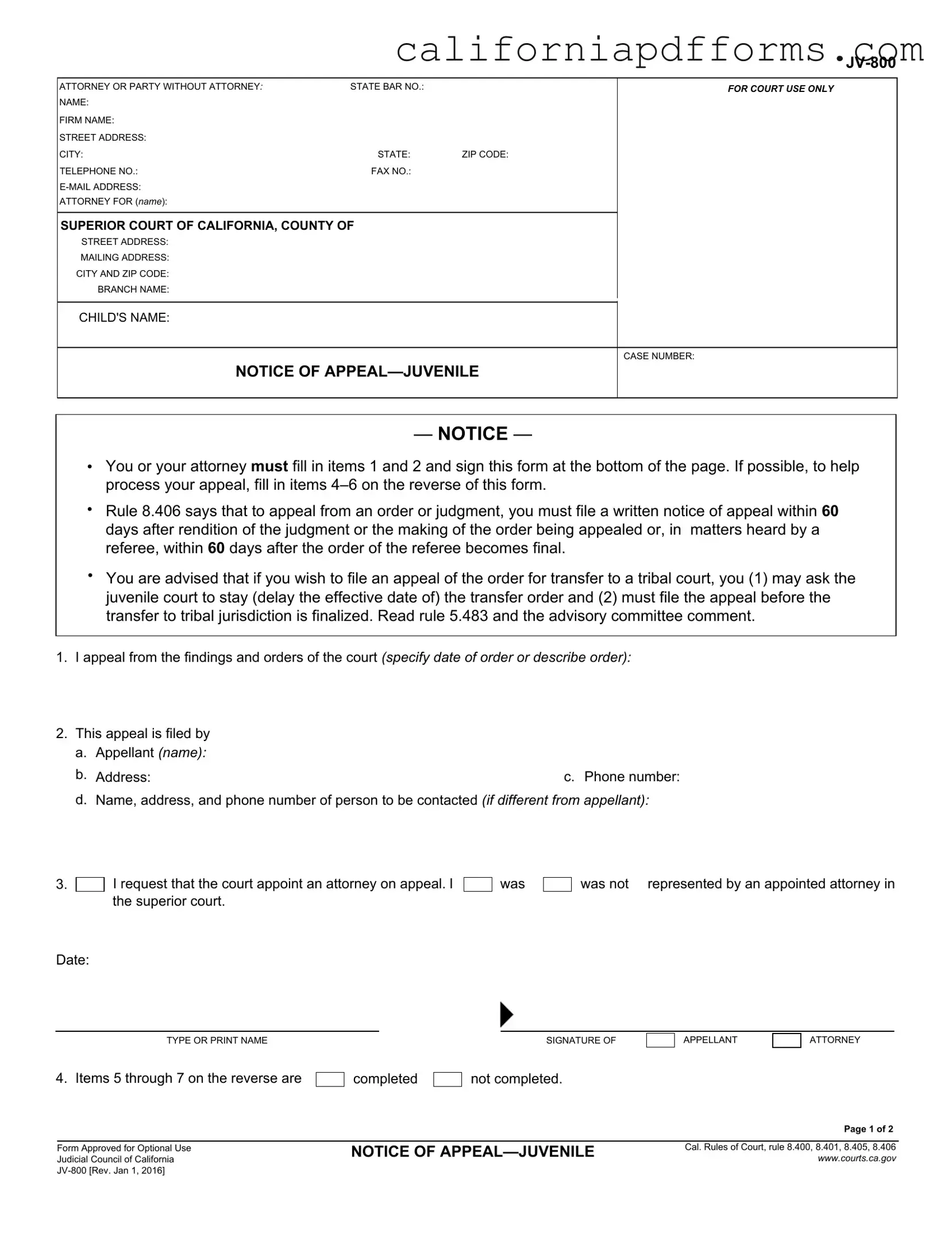 Download California Jv 800 Form