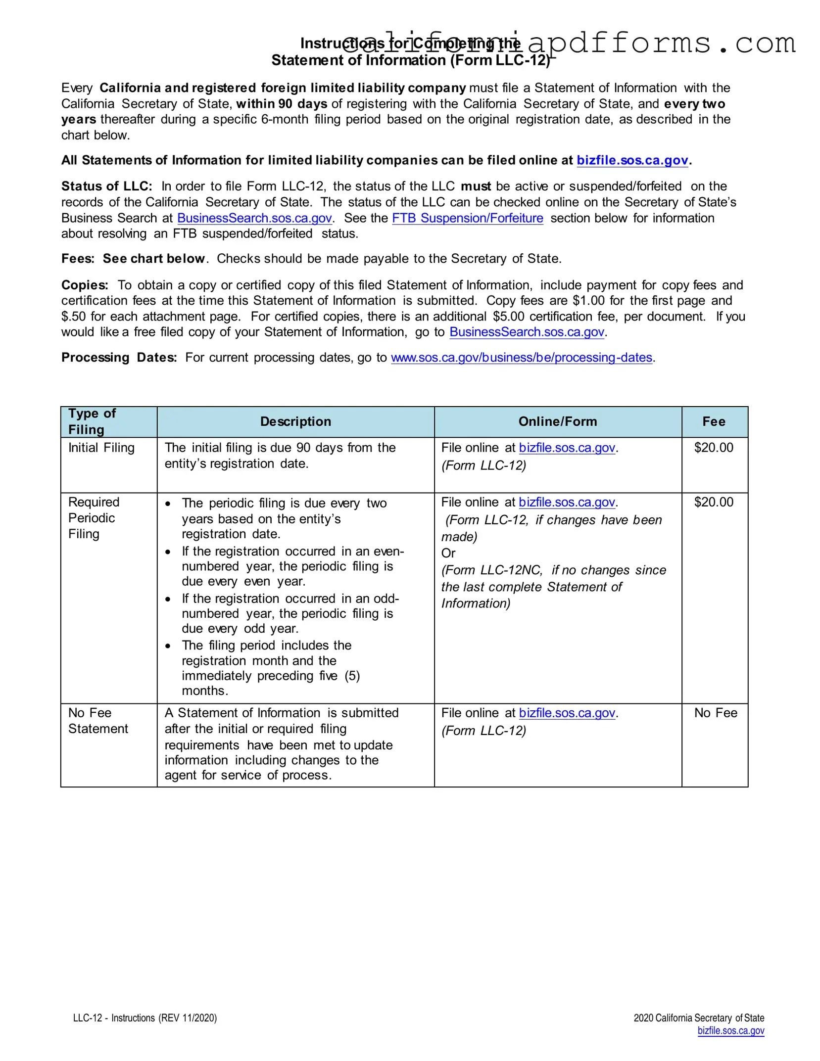 Download California Llc 12 Form