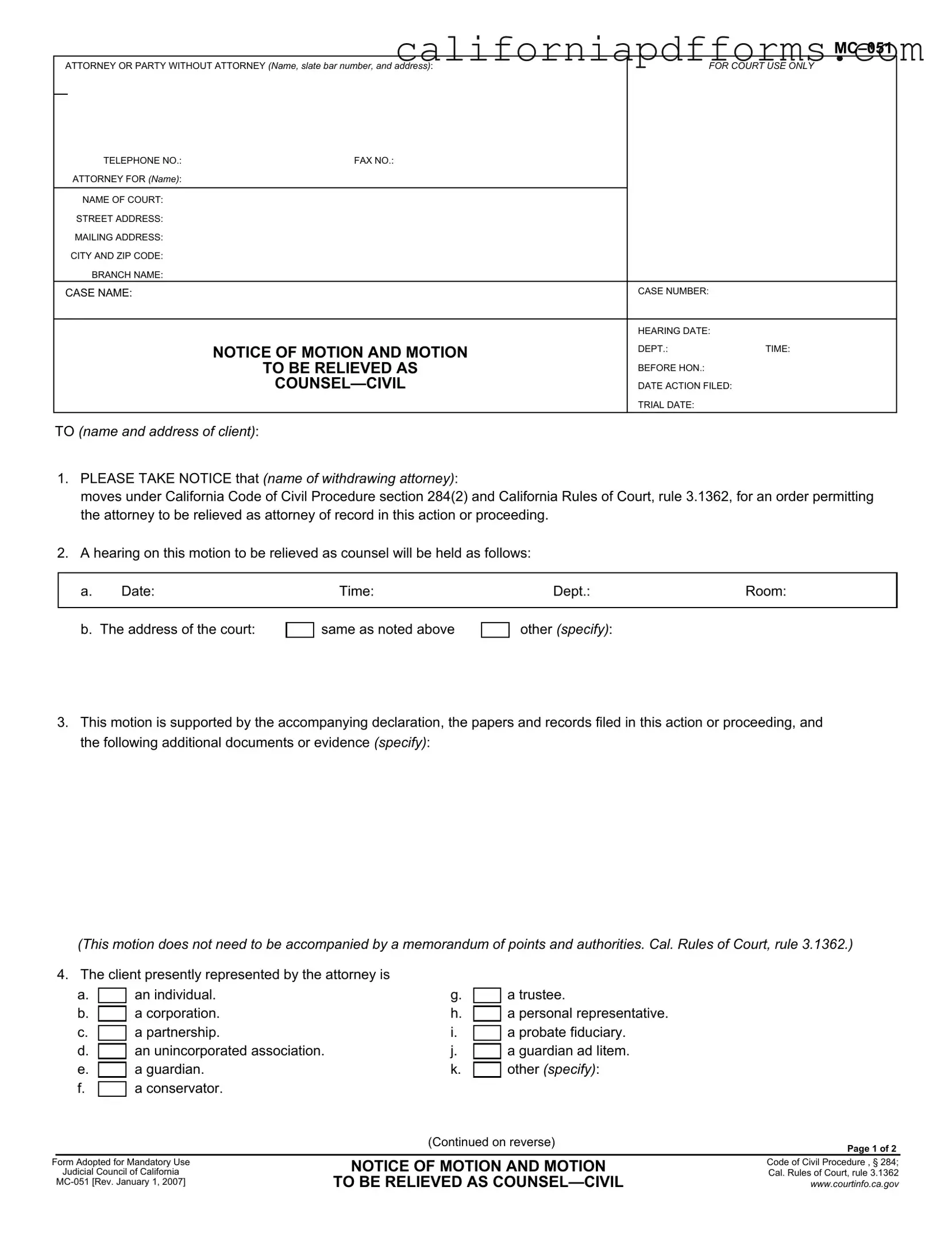 Download California Motion Form