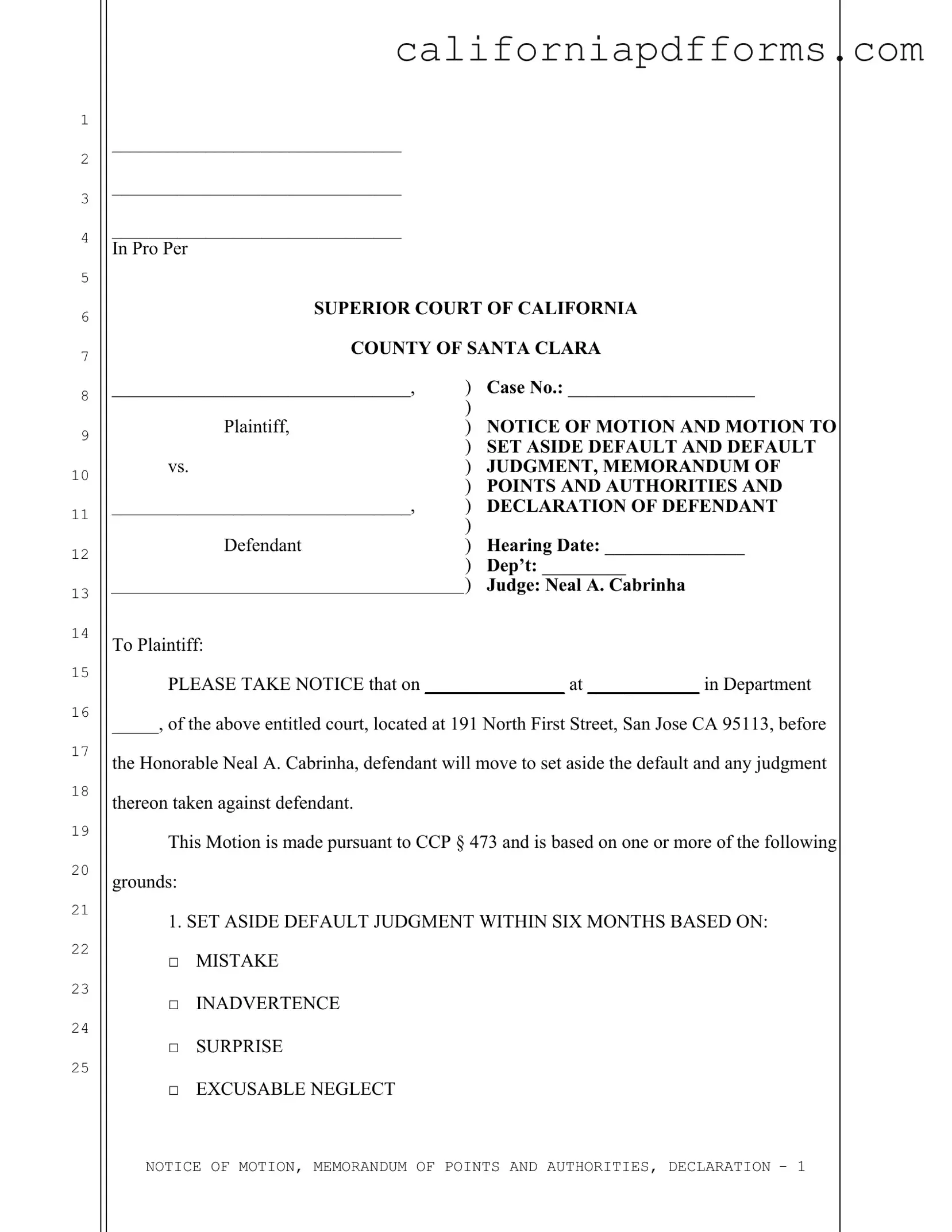 Download California Motion Set Aside Form