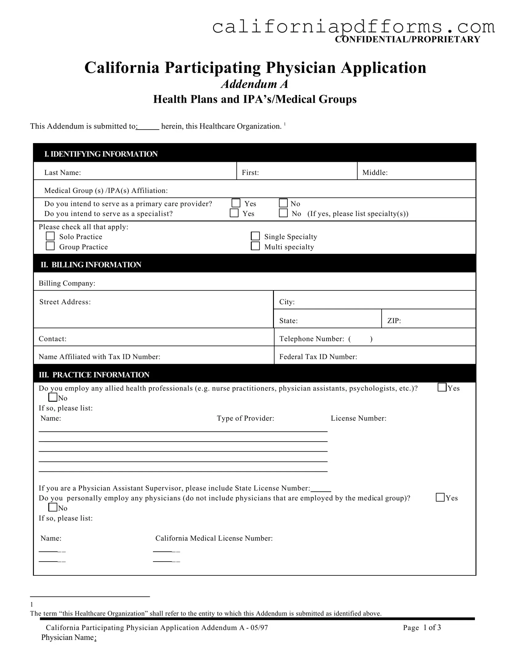 Download California Participating Physician Form